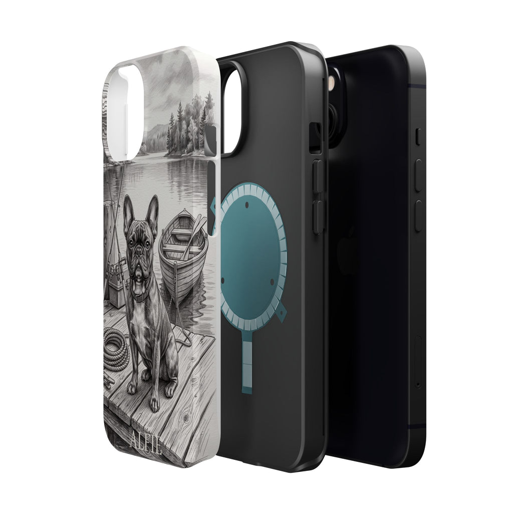 Personalized French Bulldog Lakeside Dock Phone Case — Wireless Charging Cover