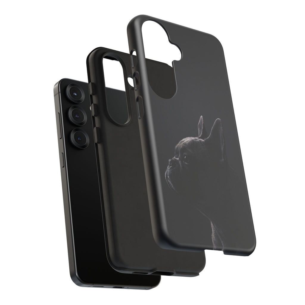 Silhouette French Bulldog Phone Case | Minimalist Black-on-Black Frenchie Profile | iPhone & Samsung