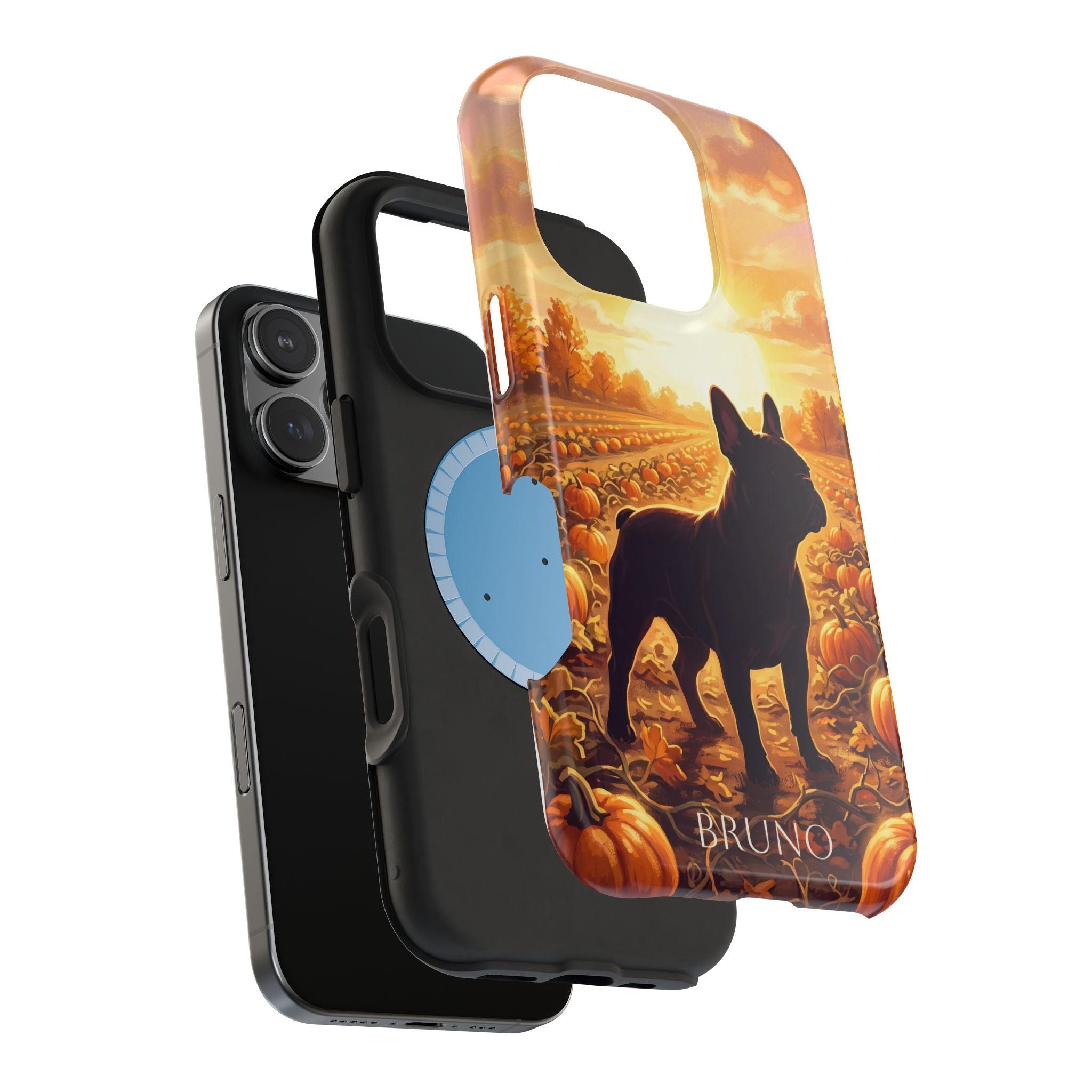 Personalized French Bulldog Pumpkin Patch Phone Case — Wireless Charging Cover