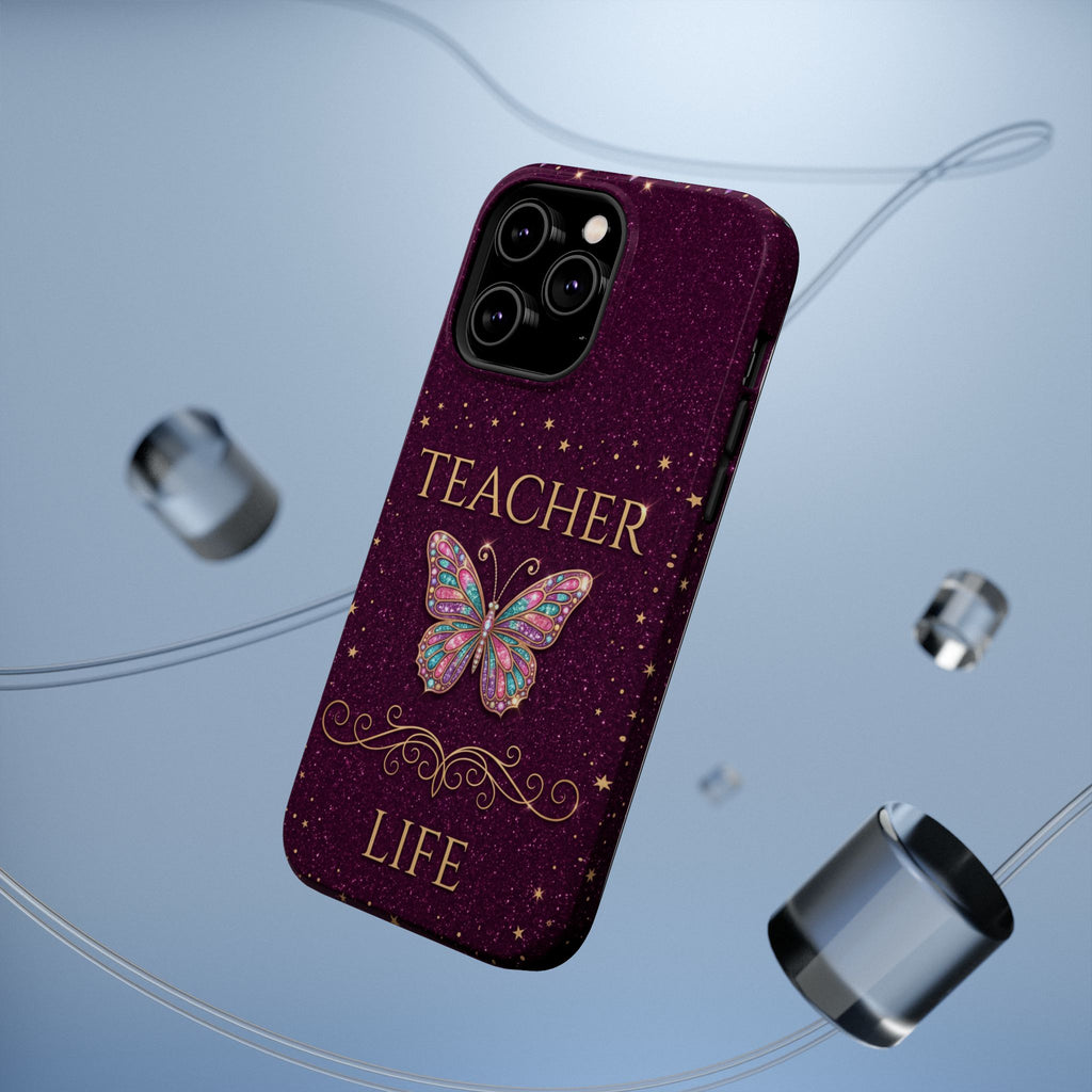 Teacher Life Glitter Butterfly Phone Case — Wireless Charging Cover