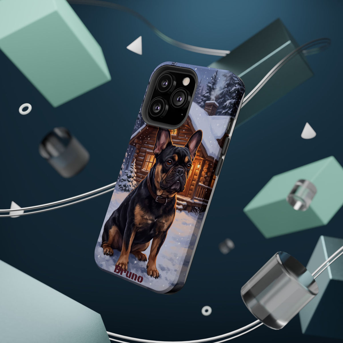 Personalized French Bulldog Cozy Cabin Phone Case — Wireless Charging Cover