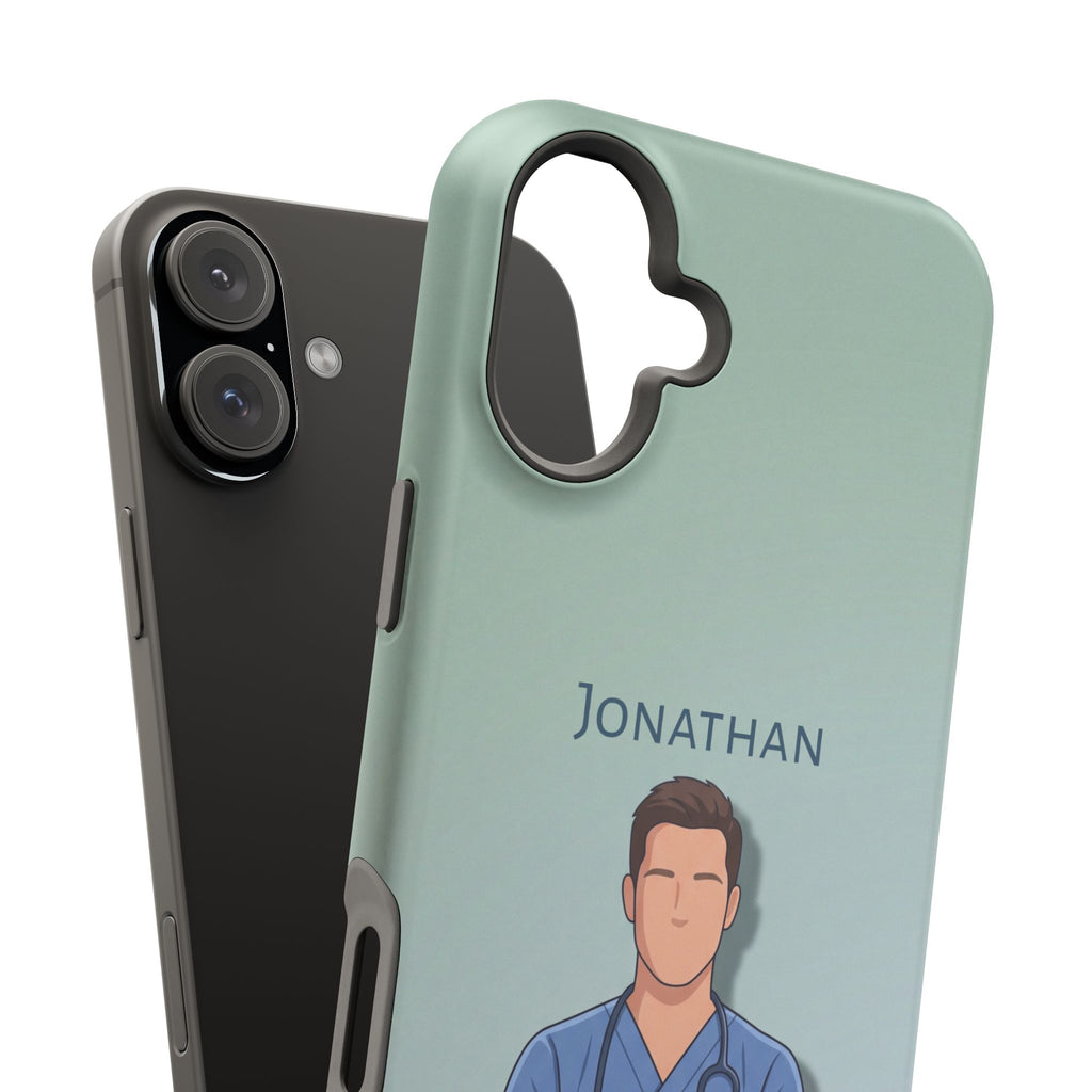 Personalized Nurse Portrait Phone Case — Impact-Resistant Wireless Charging Cover