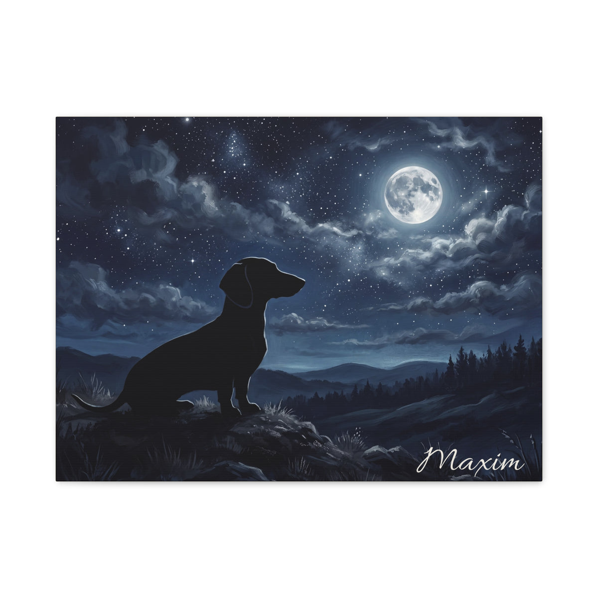Dachshund Silhouette Personalized Canvas | Autumn Sunset Wall Art