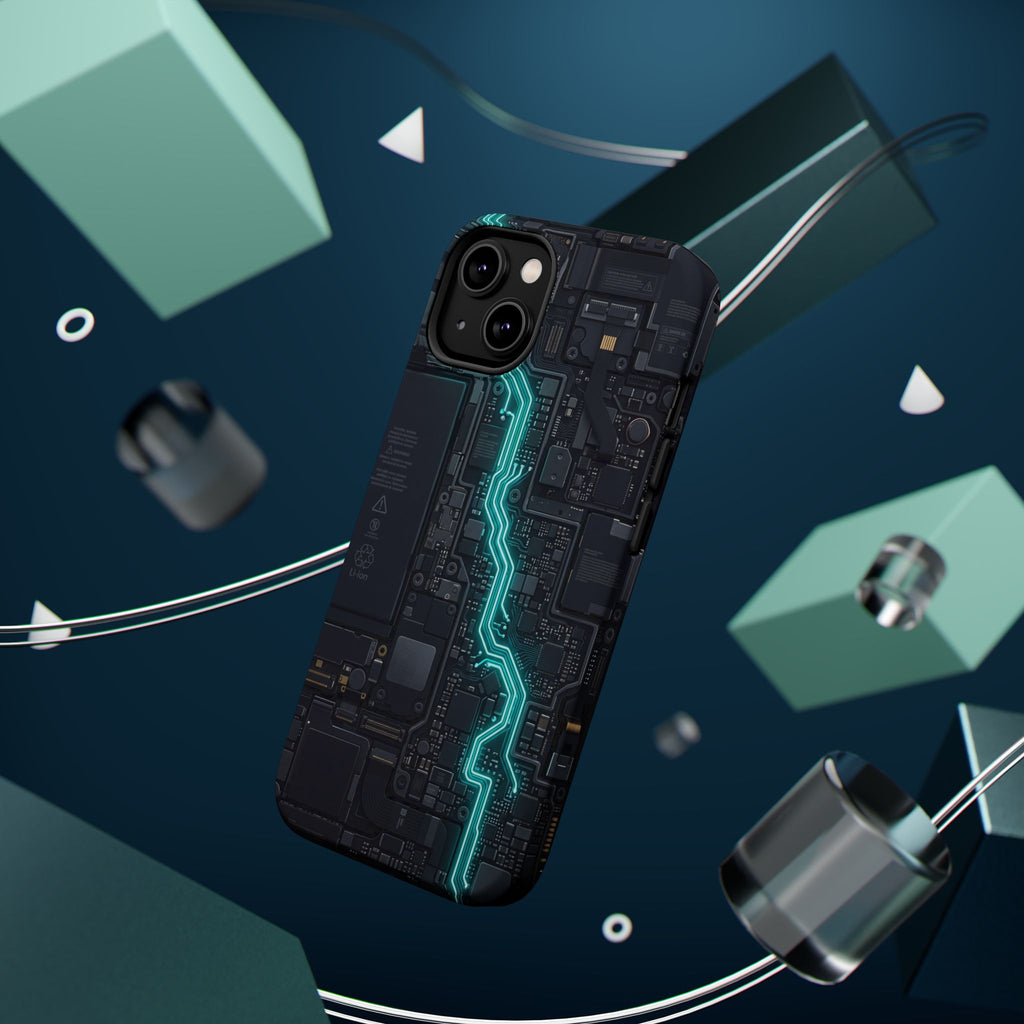 Cyan Bolt Electrician Phone Case — Electric Circuit Wireless Charging Cover