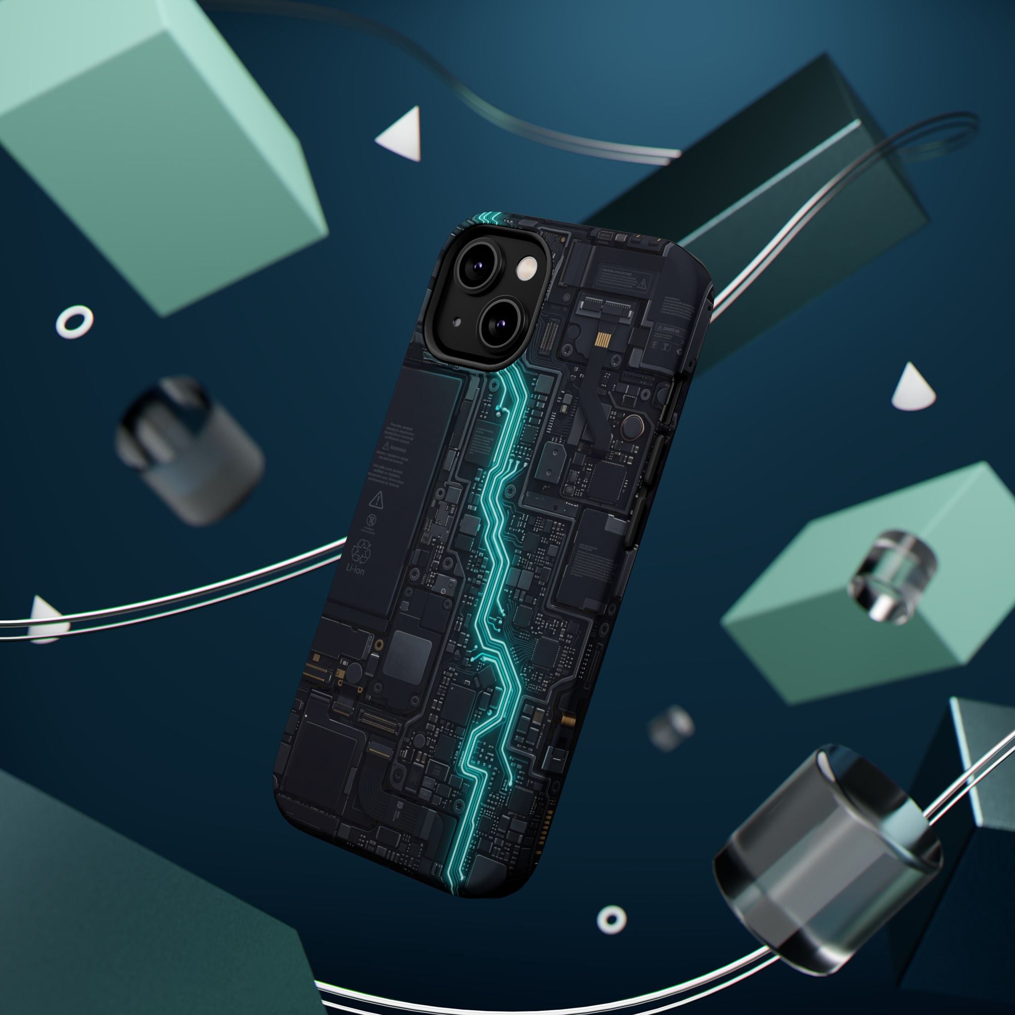 Cyan Bolt Electrician Phone Case — Electric Circuit Wireless Charging Cover