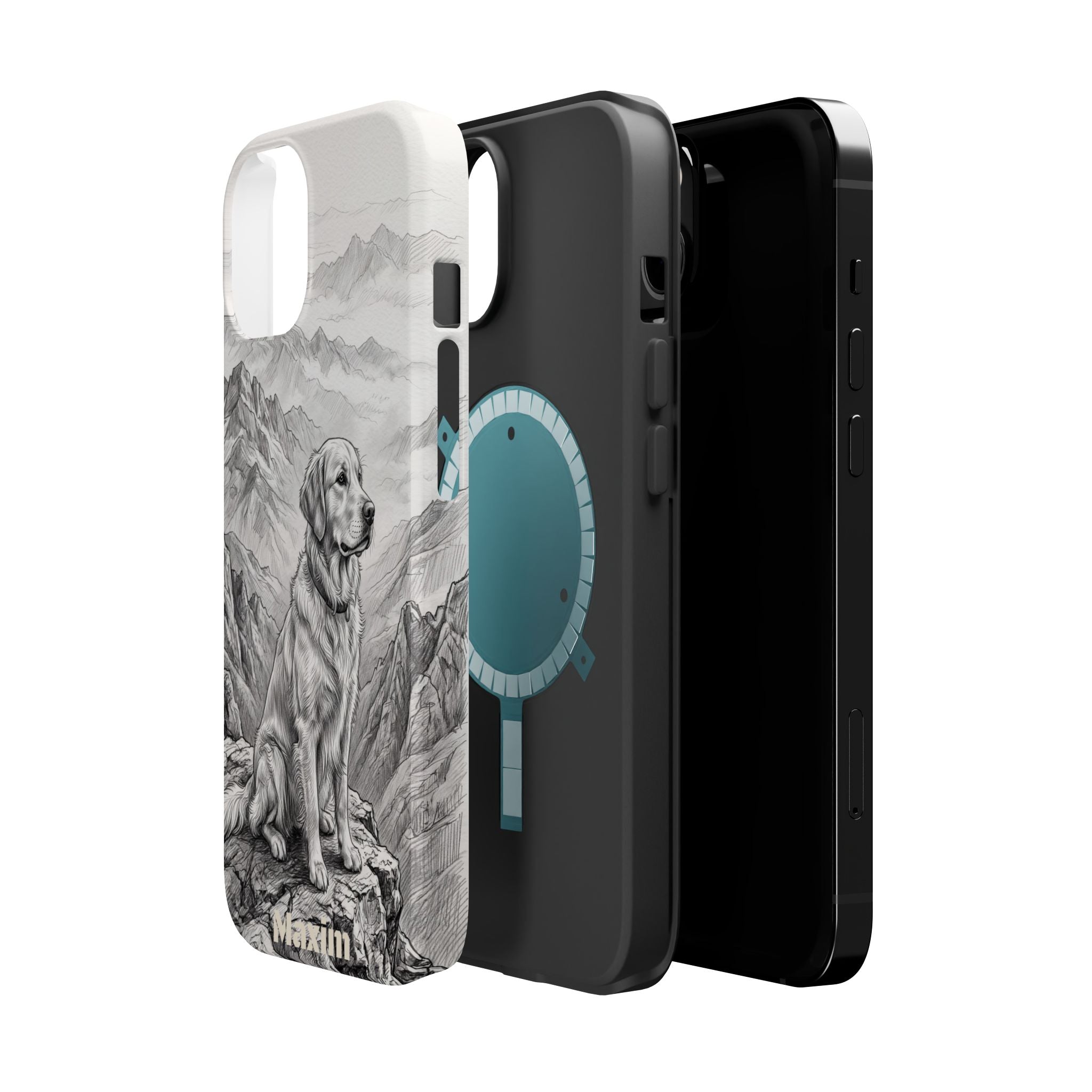 Personalized Golden Retriever Mountain Peak Phone Case — Wireless Charging Cover