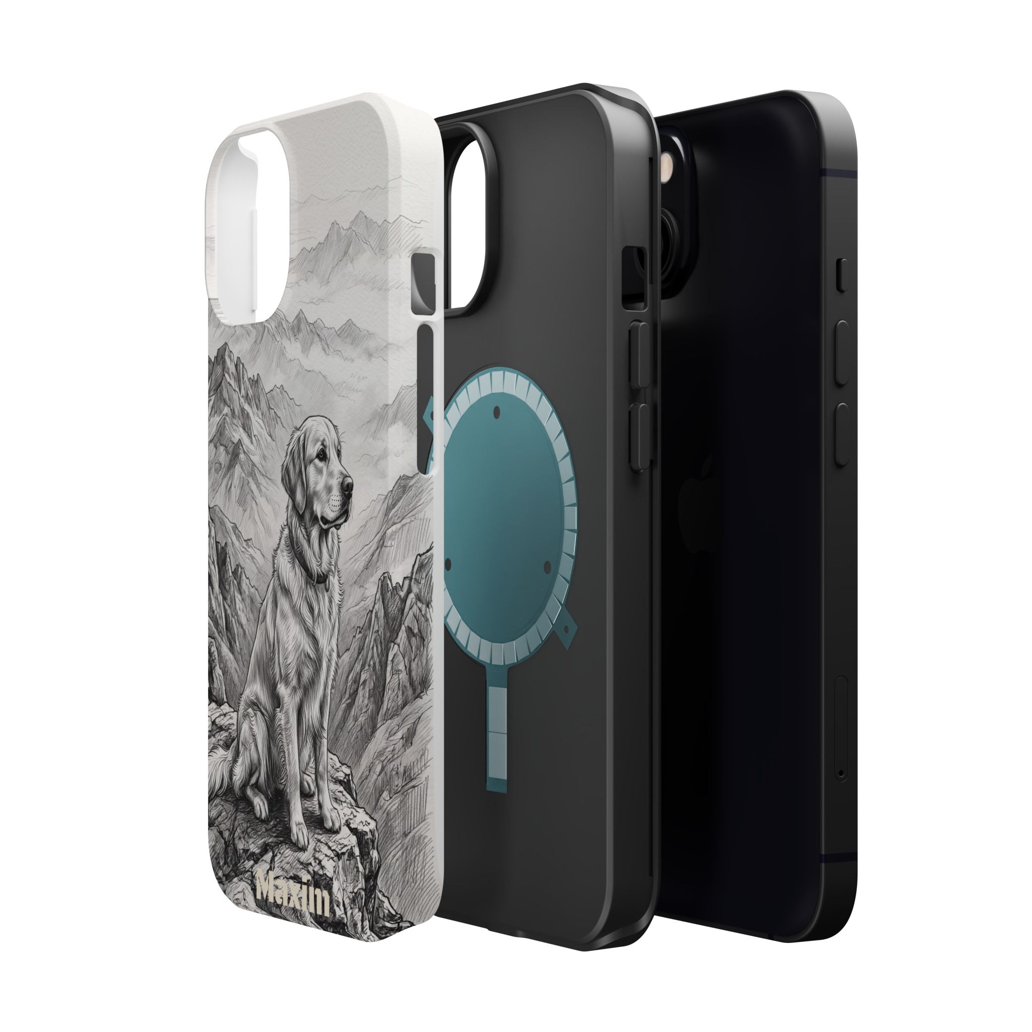 Personalized Golden Retriever Mountain Peak Phone Case — Wireless Charging Cover