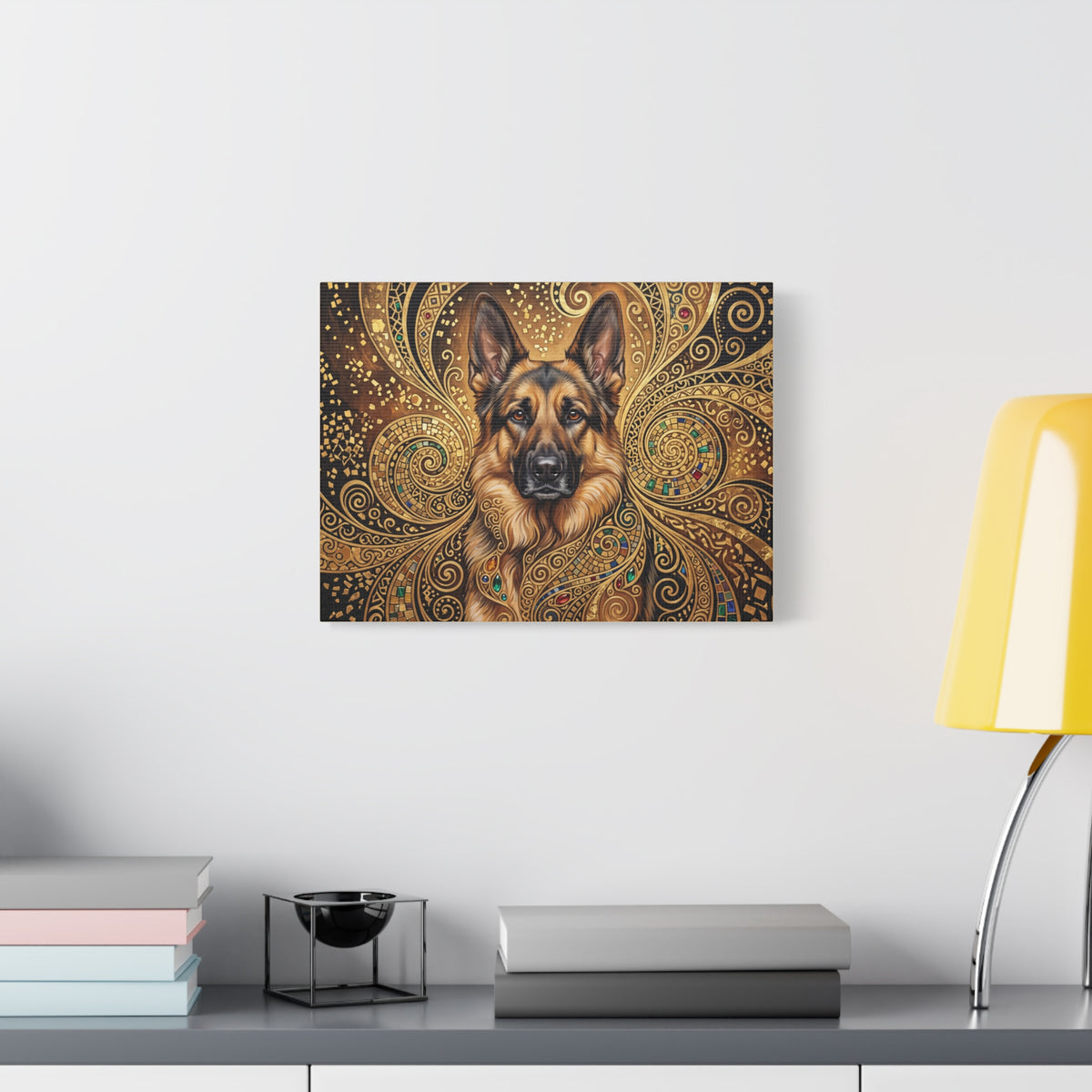 German Shepherd Canvas | Gilded Gold Swirl Wall Art