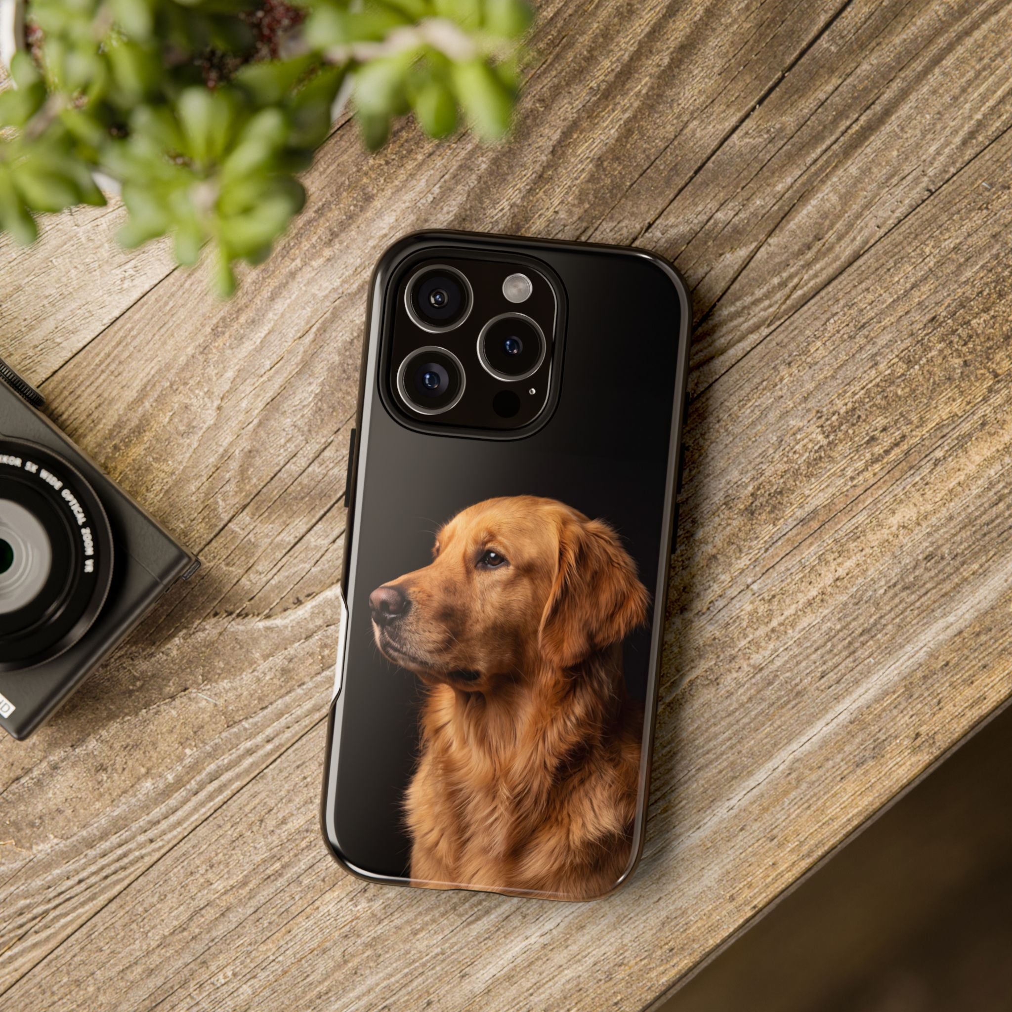 Golden Retriever Portrait Phone Case | Realistic Dog Photo on Black Background | iPhone & Samsung