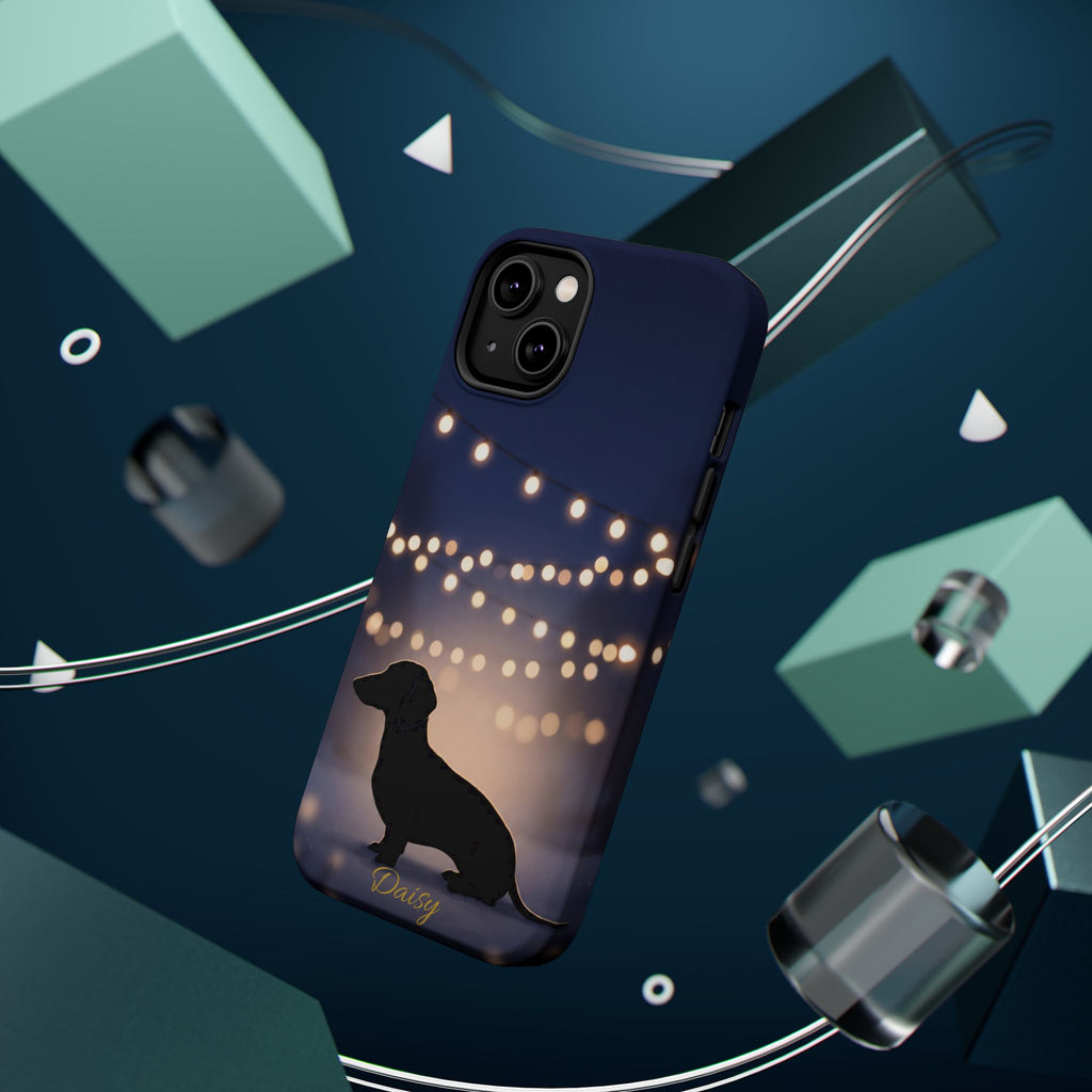 Personalized Dachshund Fairy Lights Phone Case — Wireless Charging Cover