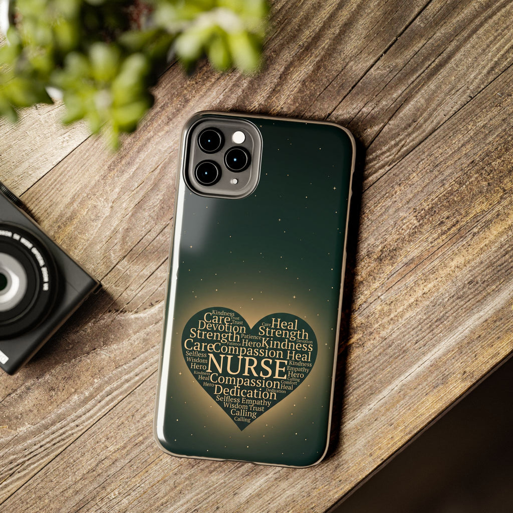 Nurse Heart Tough Phone Case — Inspirational Word Cloud Tribute - iphone and Samsung Galaxy series