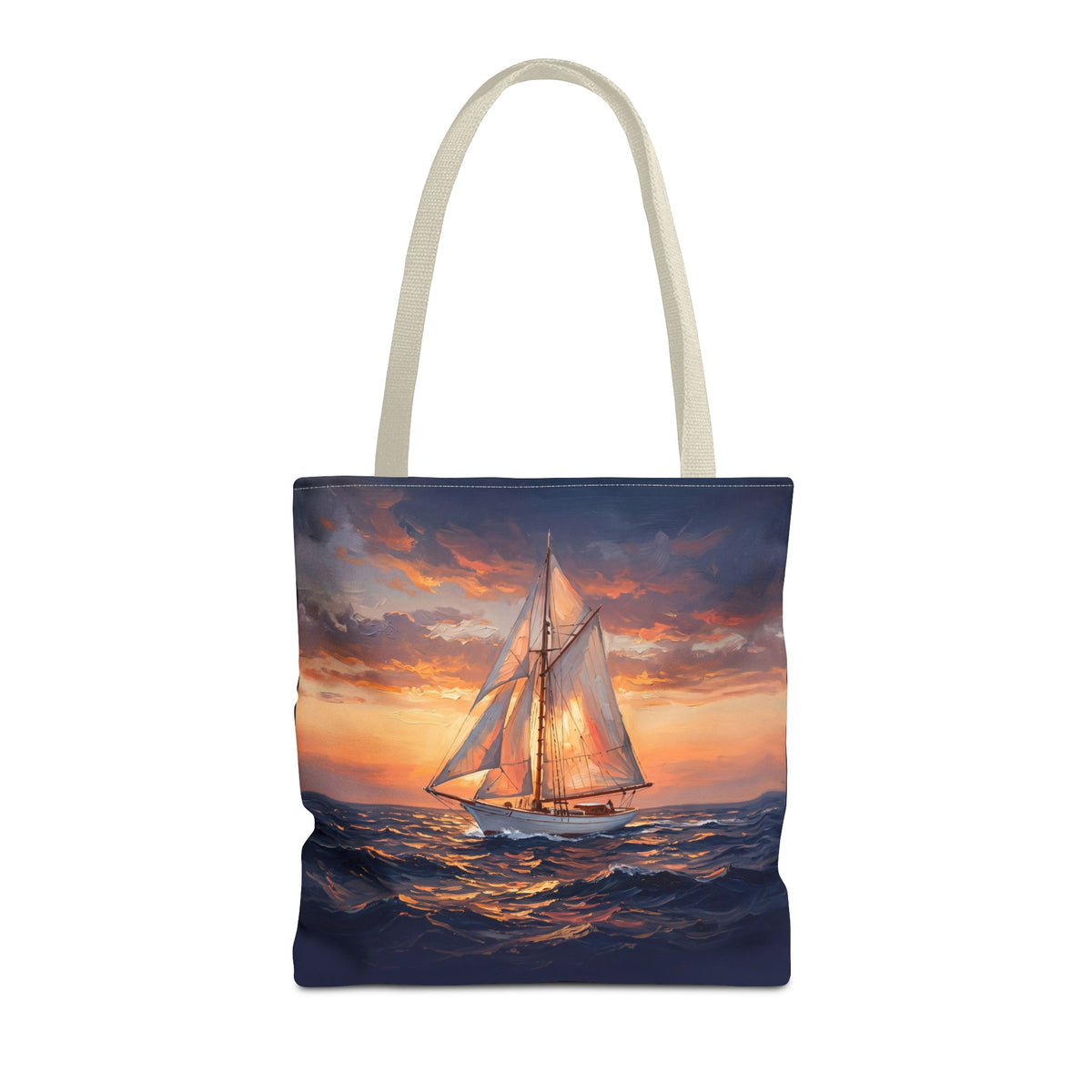 Sailboat Sunset Tote Bag | Painterly Sailing Art Tote for Boat Owners & Sailors