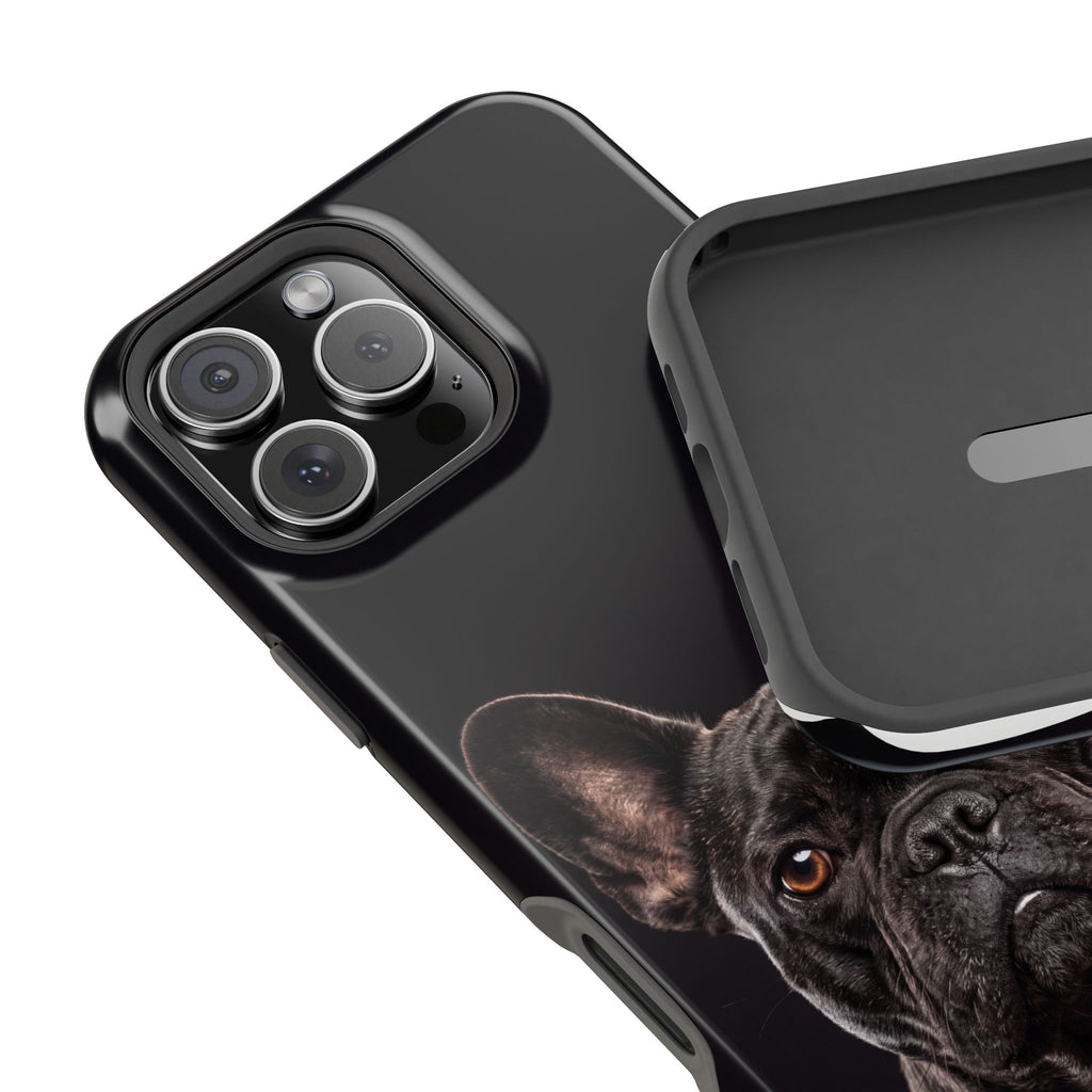 Black French Bulldog Phone Case — Impact-Resistant Wireless Charging Cover