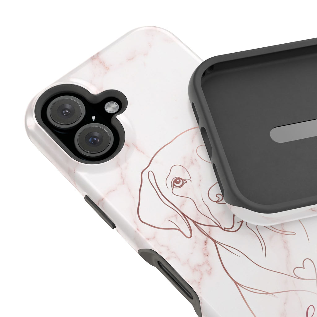 Personalized Rose Gold Marble Labrador Phone Case — Tough Magnetic Case with Wireless Charging