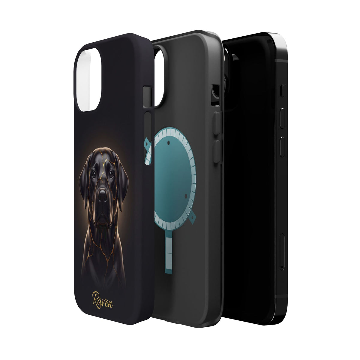 Personalized Obsidian Kintsugi Labrador Phone Case — Tough Magnetic Case with Wireless Charging