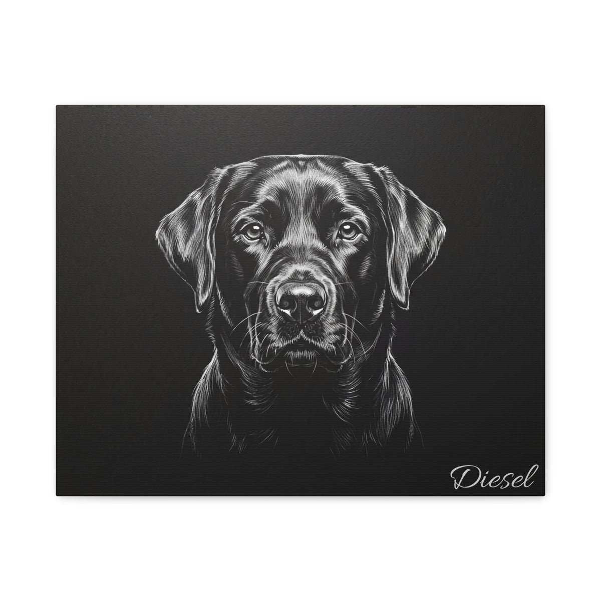 Black Labrador Personalized Canvas | Chalk Drawing on Black Wall Art