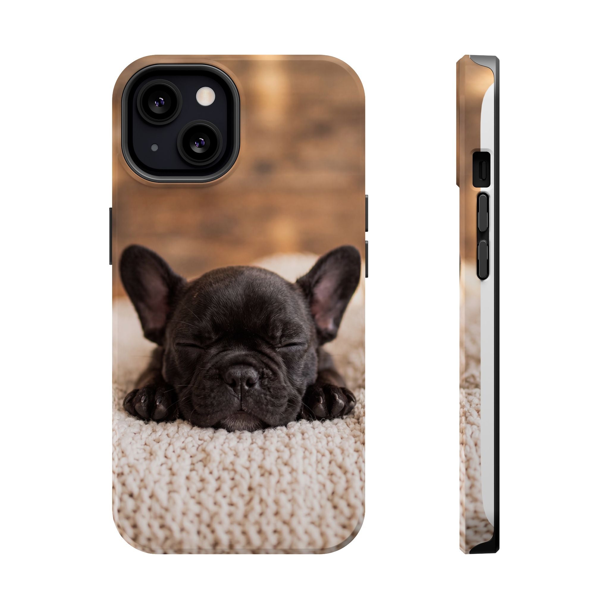 Sleepy French Bulldog Phone Case — Impact-Resistant Wireless Charging Cover