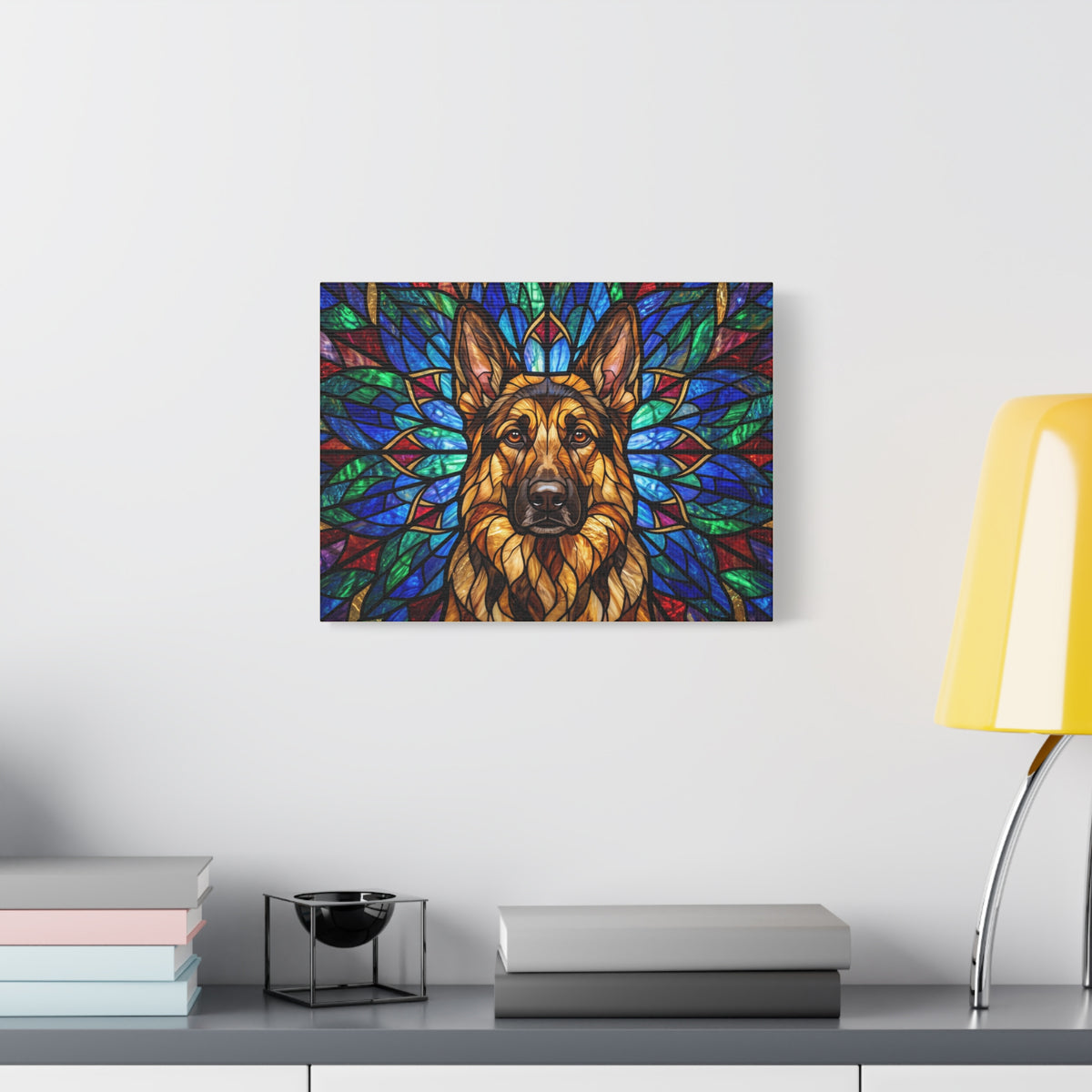 German Shepherd Canvas | Stained Glass Mosaic Wall Art