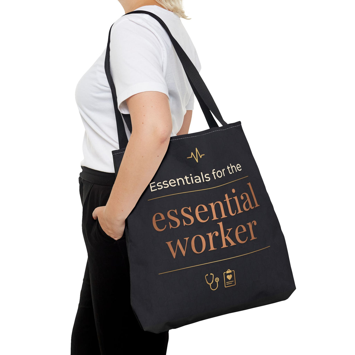 Essentials for the Essential Worker Tote | Healthcare Worker Gift Tote Bag | Nurse Doctor Appreciation Gift | Premium Polyester Carry-All