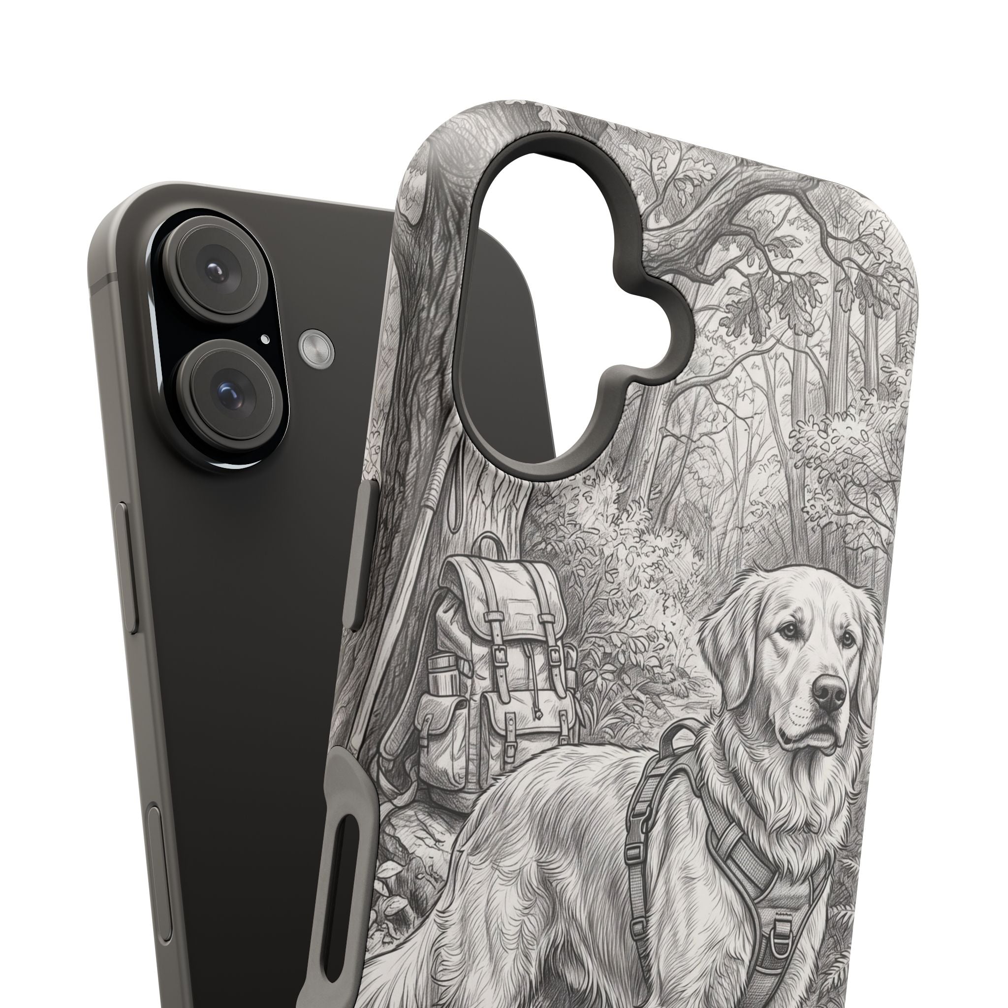 Personalized Golden Retriever Woodland Trail Phone Case — Wireless Charging Cover