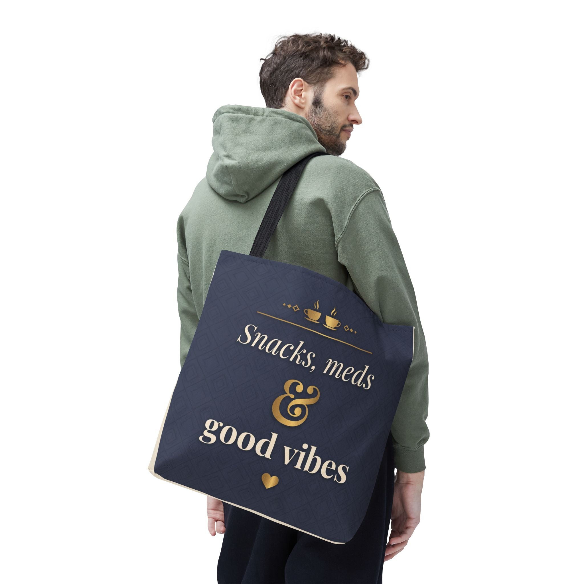 Snacks Meds & Good Vibes Tote | Funny Nurse Gift Tote Bag | Healthcare Worker Humour Gift | Premium Polyester Carry-All