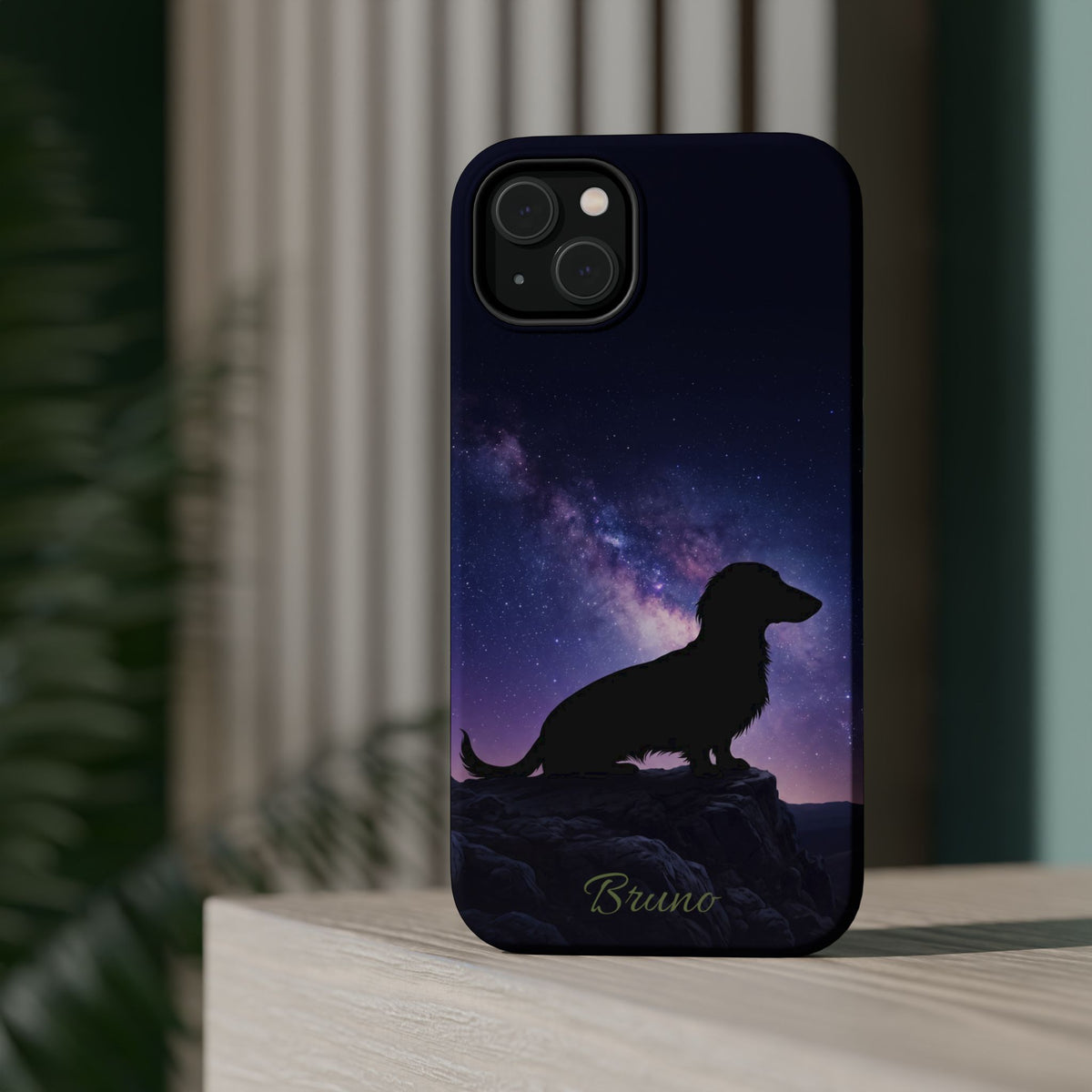 Personalized Dachshund Starry Night Phone Case — Wireless Charging Cover
