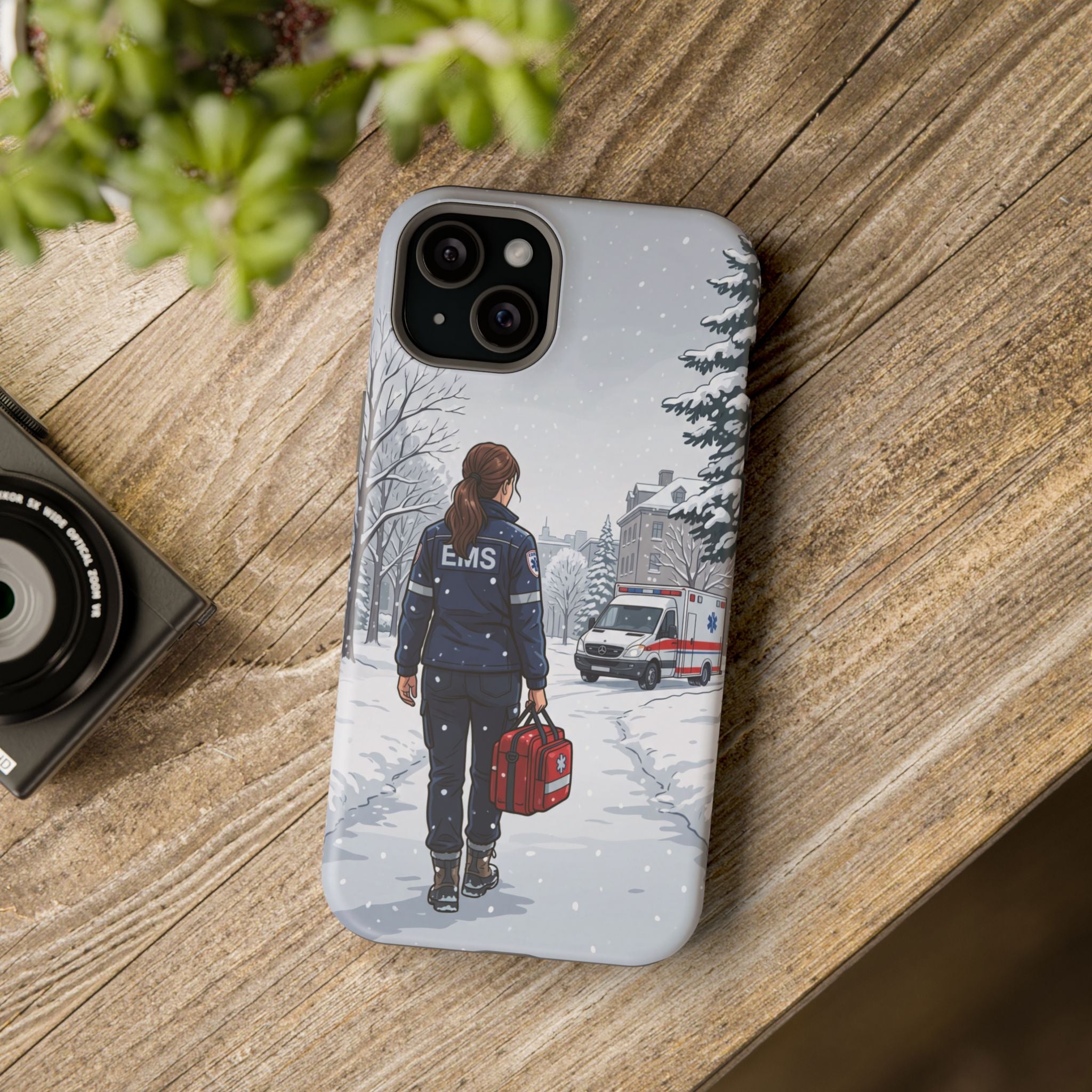 Paramedic/EMT Winter Phone Case — Magnetic Wireless Charging Cover