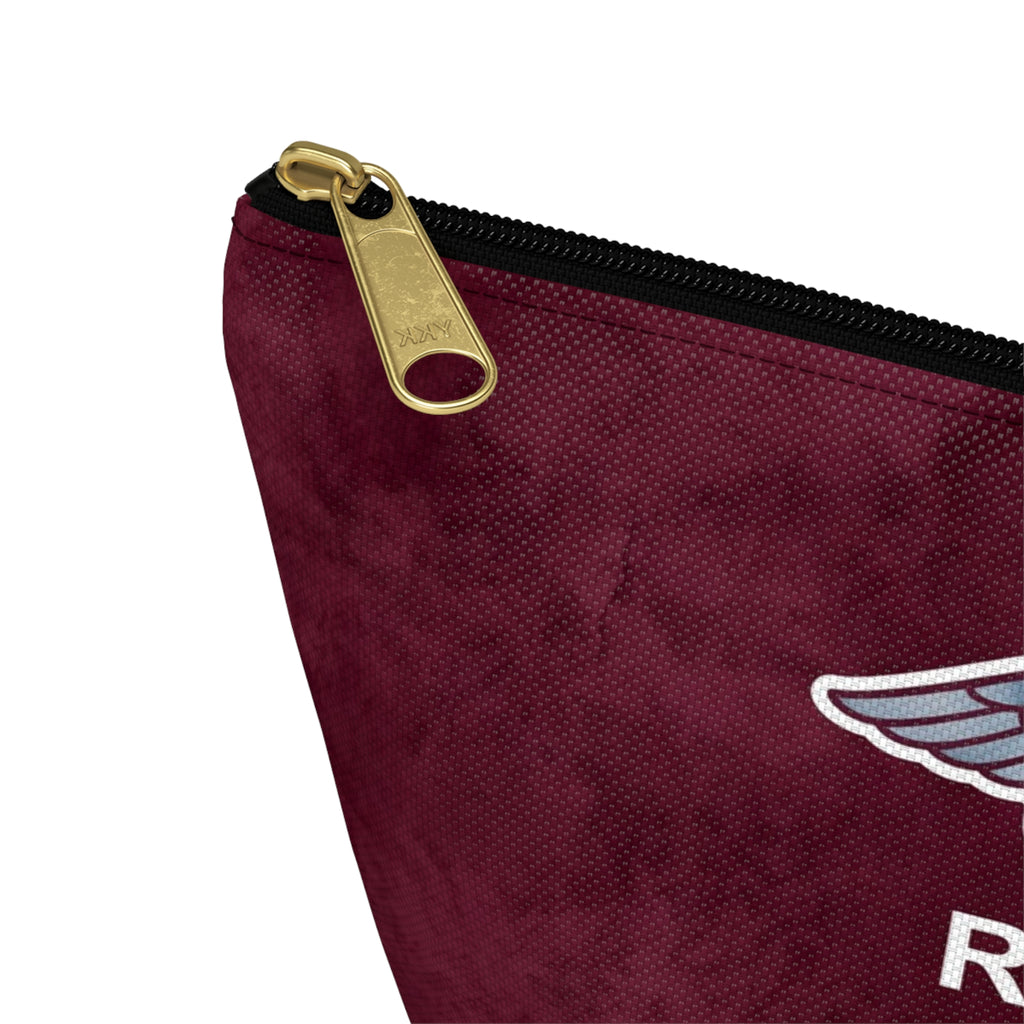 RN Silver Caduceus Burgundy Accessory Pouch — T-Bottom Zipper Bag