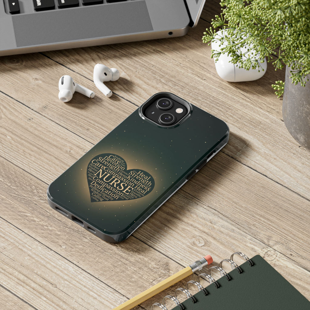 Nurse Heart Tough Phone Case — Inspirational Word Cloud Tribute - iphone and Samsung Galaxy series