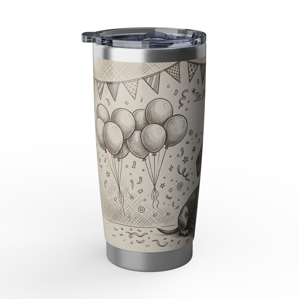 Birthday Dachshund Stainless Tumbler — 20 oz Personalized Travel Mug with Party Design