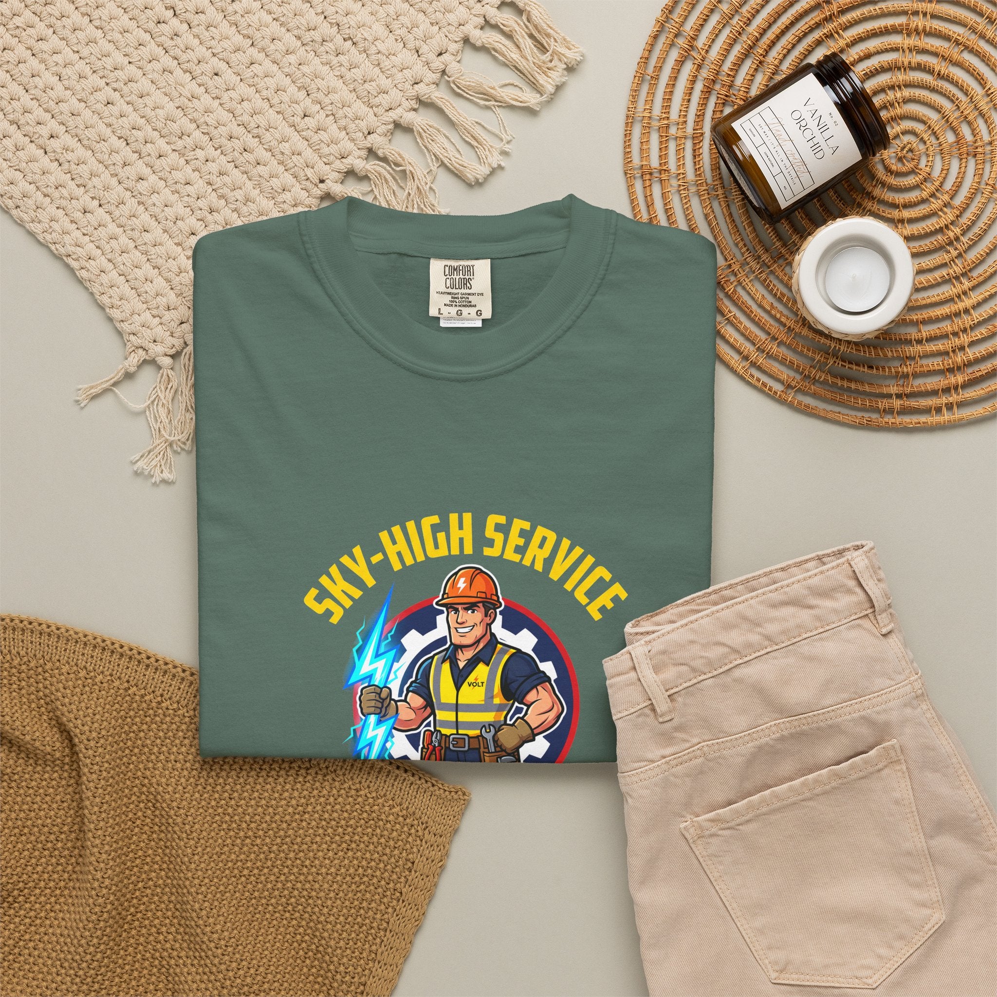 Sky-High Service Grounded Results Electrician T-Shirt