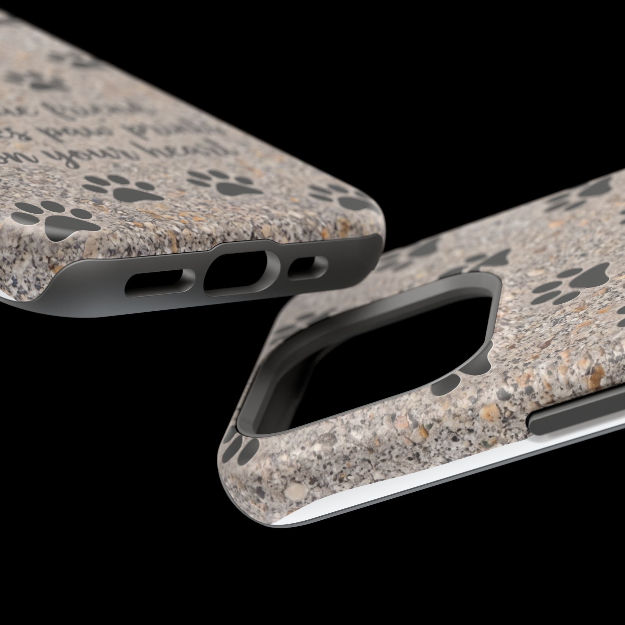 "A True Friend Leaves Paw Prints On Your Heart" Phone Case | Sentimental Stone-Texture Dog Paw Print Case | iPhone & Samsung
