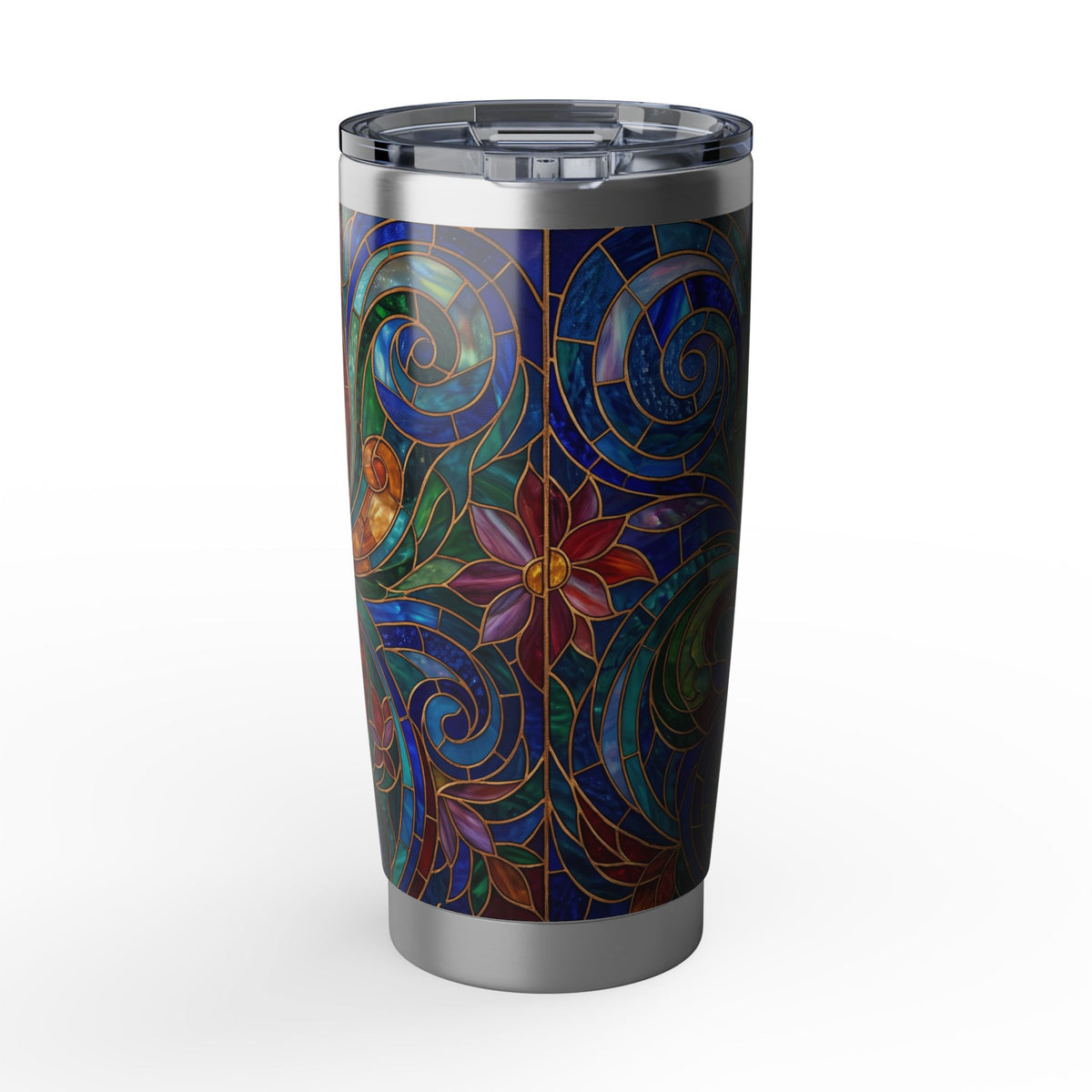 German Shepherd Tumbler | Stained Glass Swirl Art — 20 oz Stainless Travel Mug