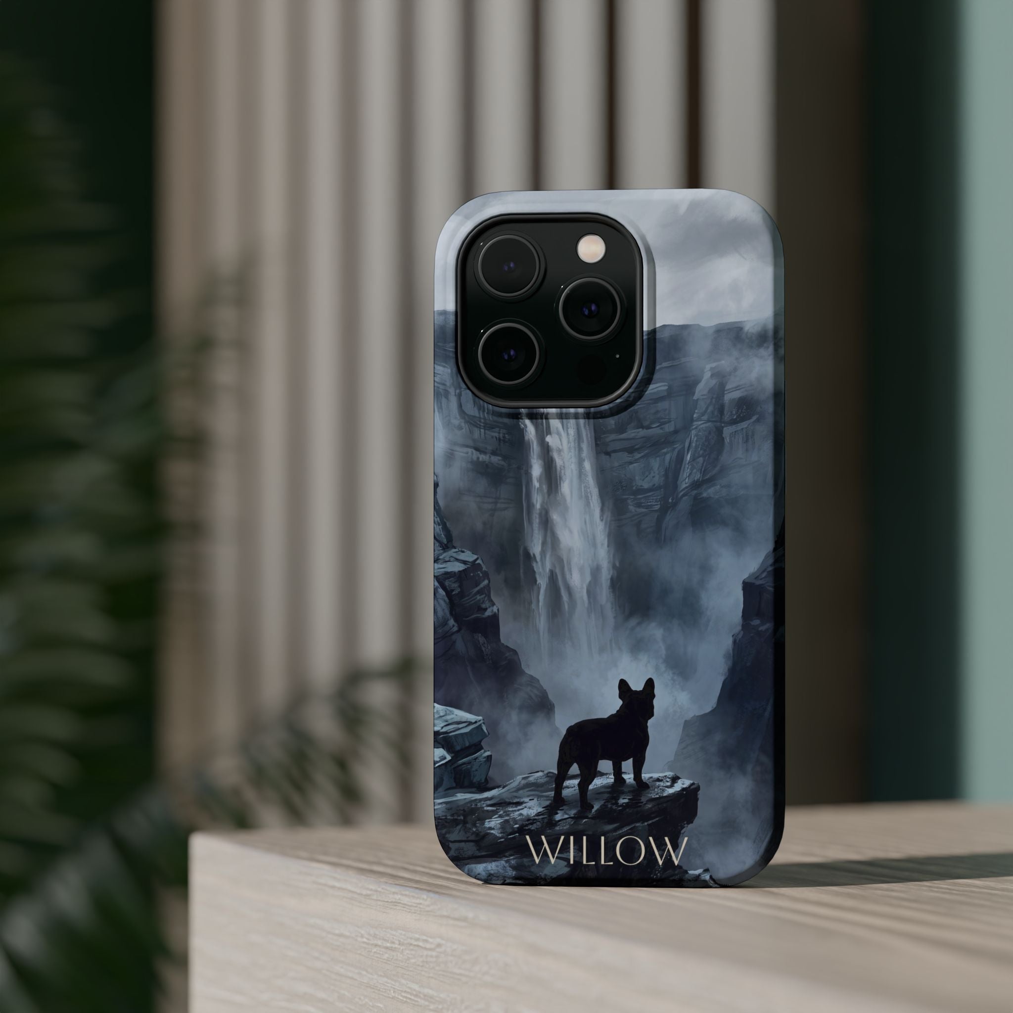 Personalized French Bulldog Misty Waterfall Phone Case — Wireless Charging Cover