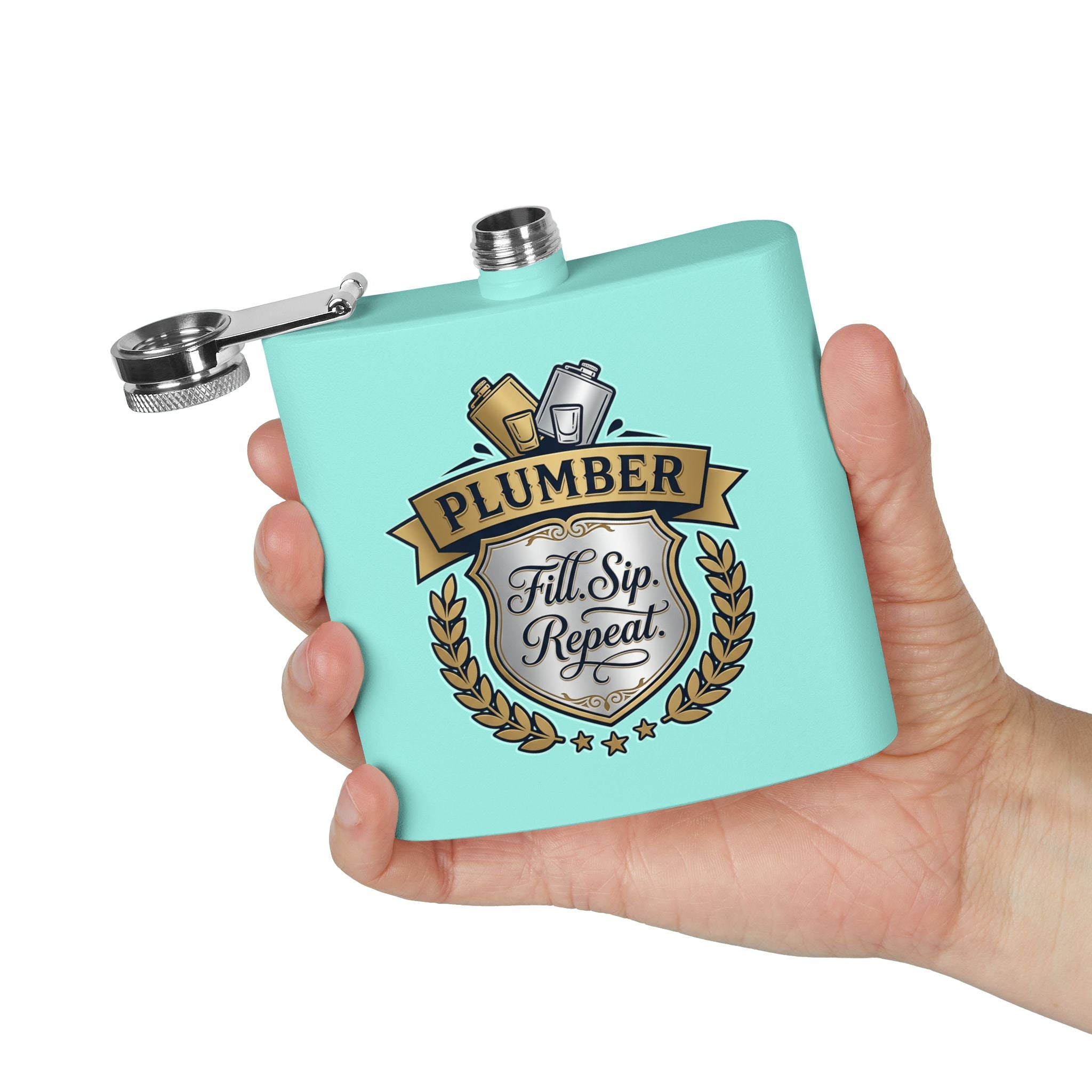 Flask — "Fill. Sip. Repeat." 6oz Stainless Steel Hip Flask