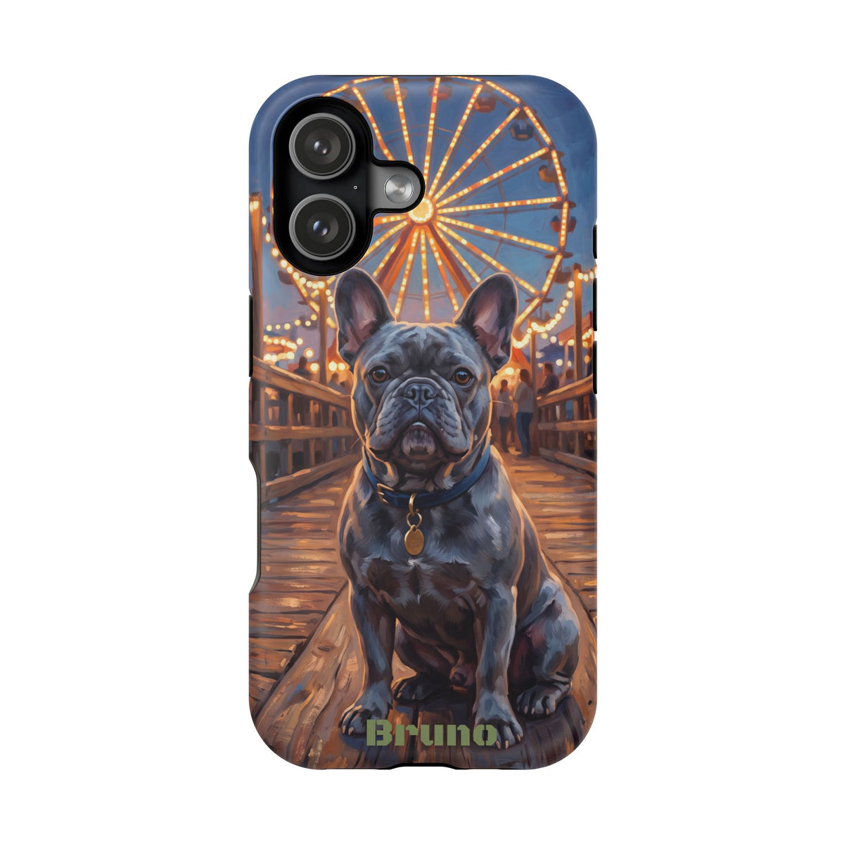 Personalized French Bulldog Pier Lights Phone Case — Wireless Charging Cover