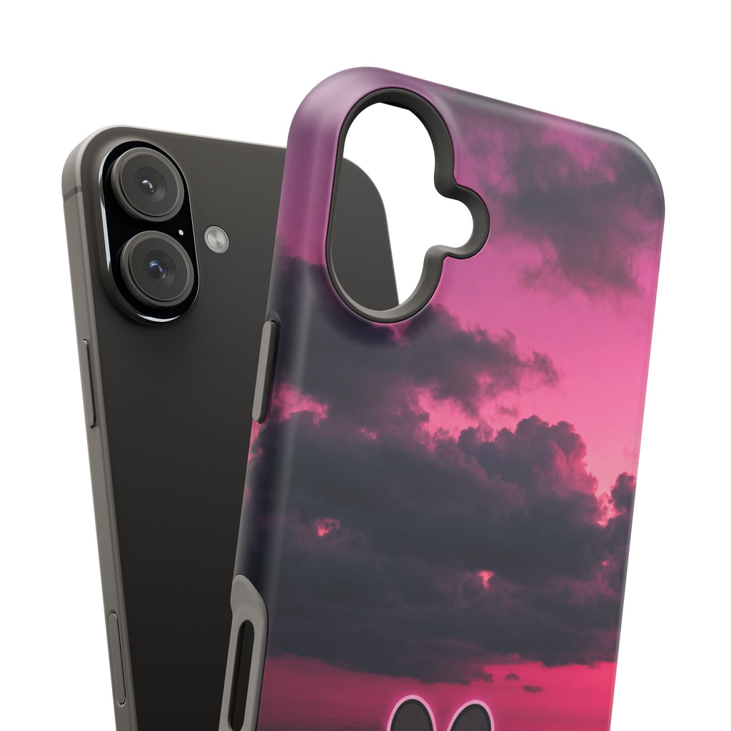 Pink Sky Paw Print Phone Case — Impact-Resistant Wireless Charging Cover