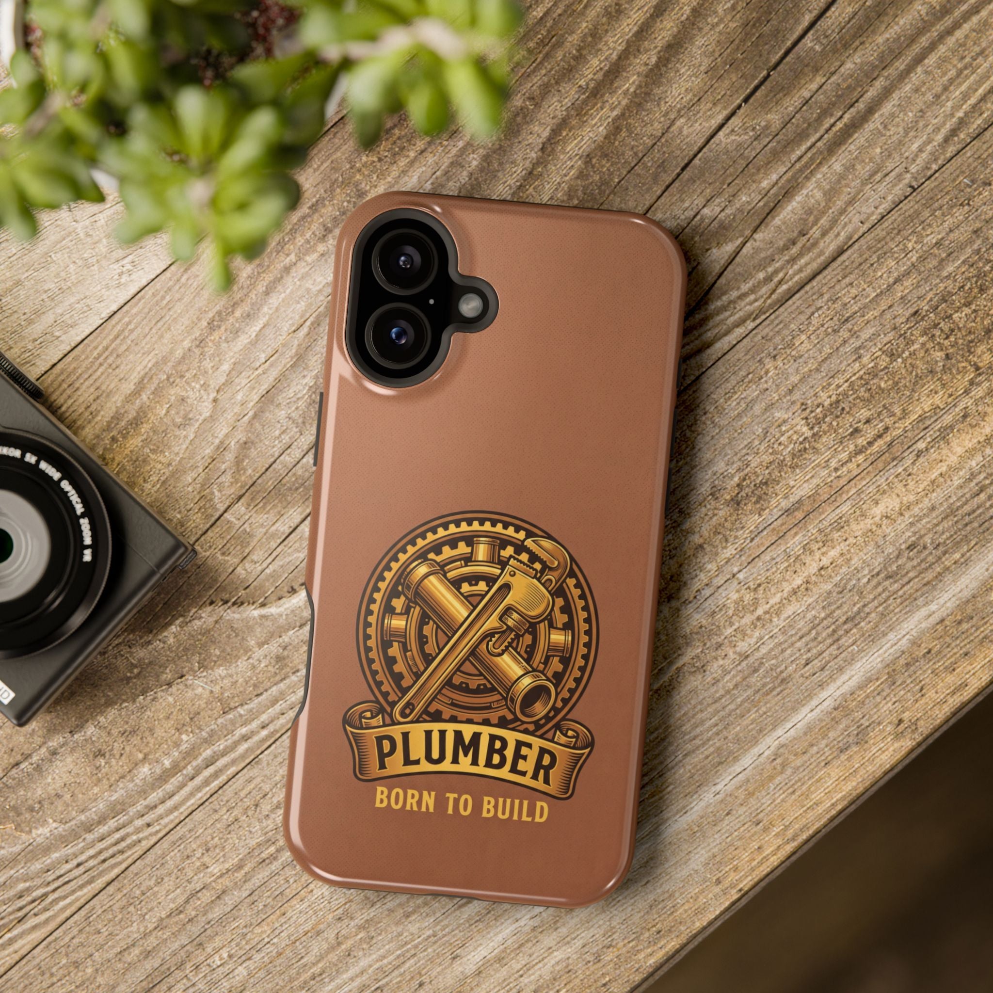 Plumber Born to Build Phone Case — Badge Wireless Charging Cover