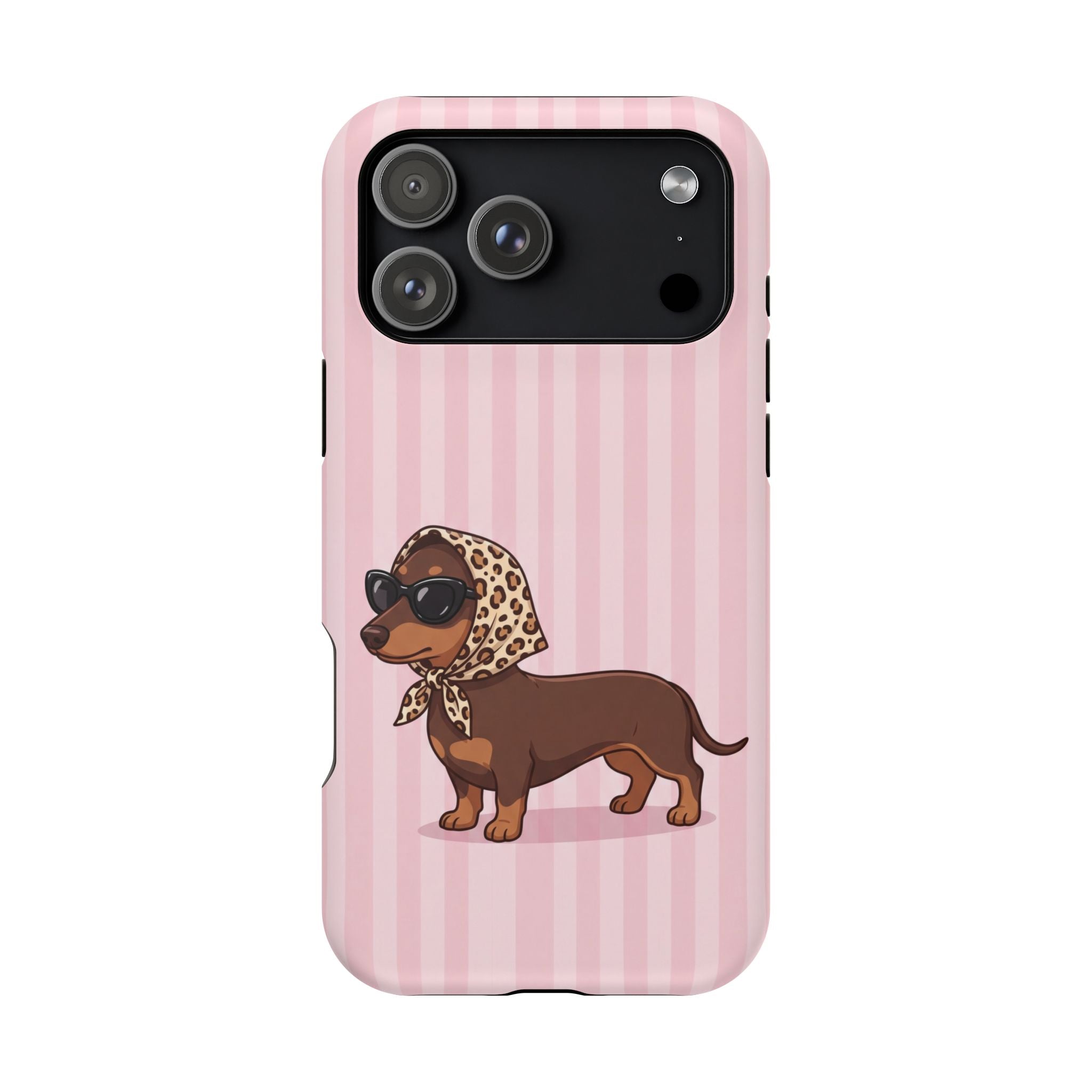 Preppy Dachshund Phone Case — Impact-Resistant Wireless Charging Cover