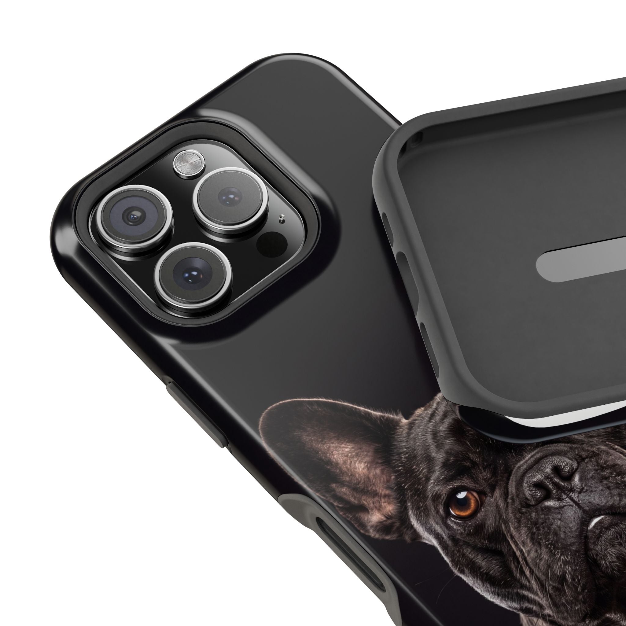 Black French Bulldog Phone Case — Impact-Resistant Wireless Charging Cover