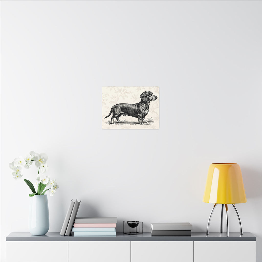 Dachshund Vintage Illustration Matte Canvas Wall Art