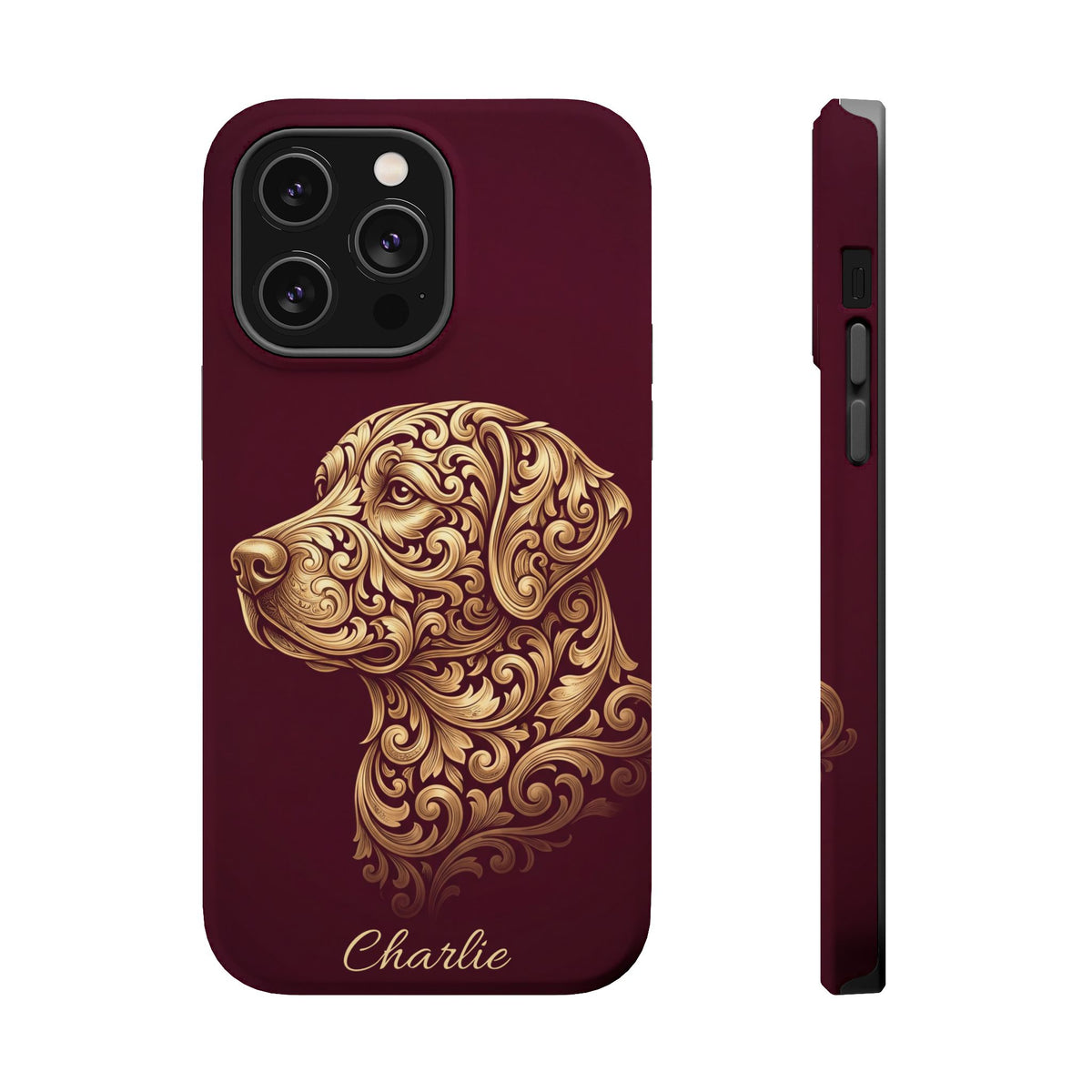 Personalized Gold Filigree Labrador Phone Case — Tough Magnetic Case with Wireless Charging