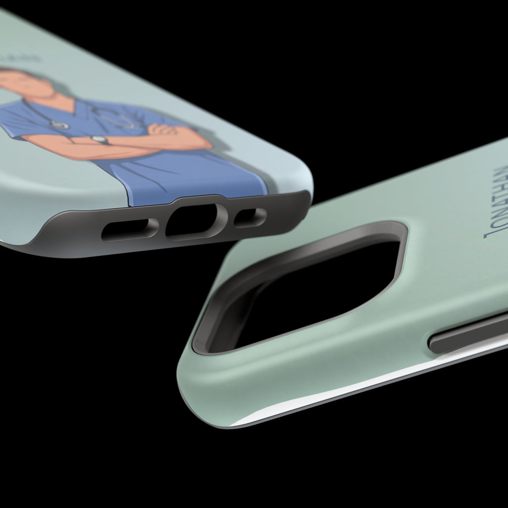 Personalized Nurse Portrait Phone Case — Impact-Resistant Wireless Charging Cover