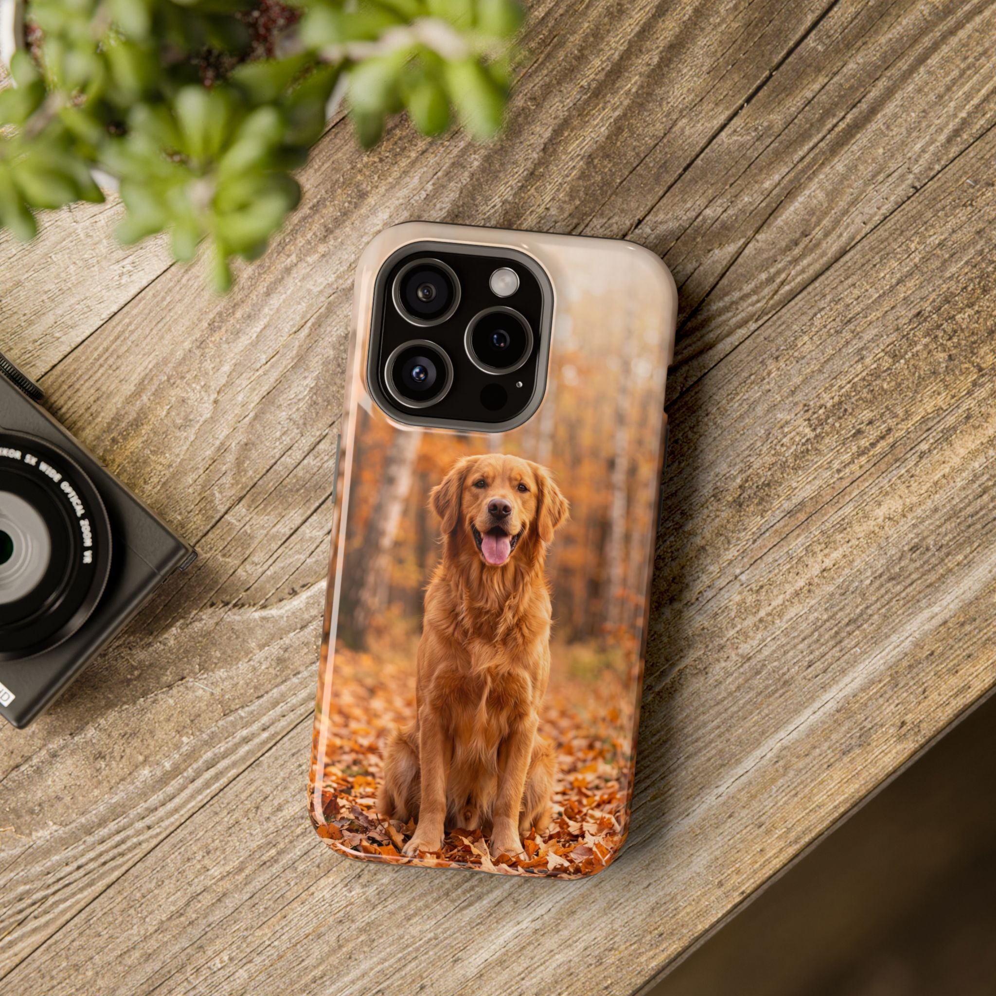 Autumn Golden Retriever Phone Case — Impact-Resistant Wireless Charging Cover