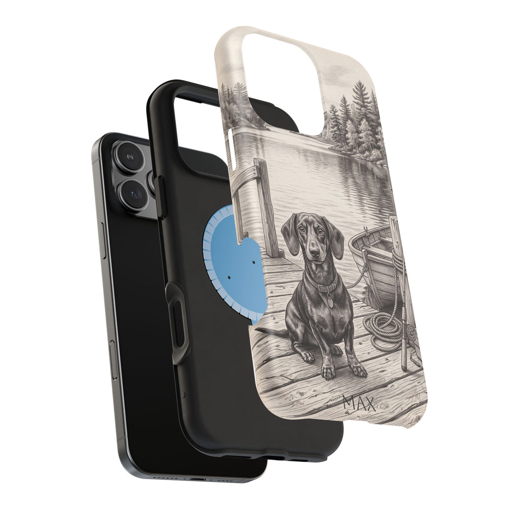 Personalized Dachshund Sunset Beach Phone Case — Wireless Charging Cover
