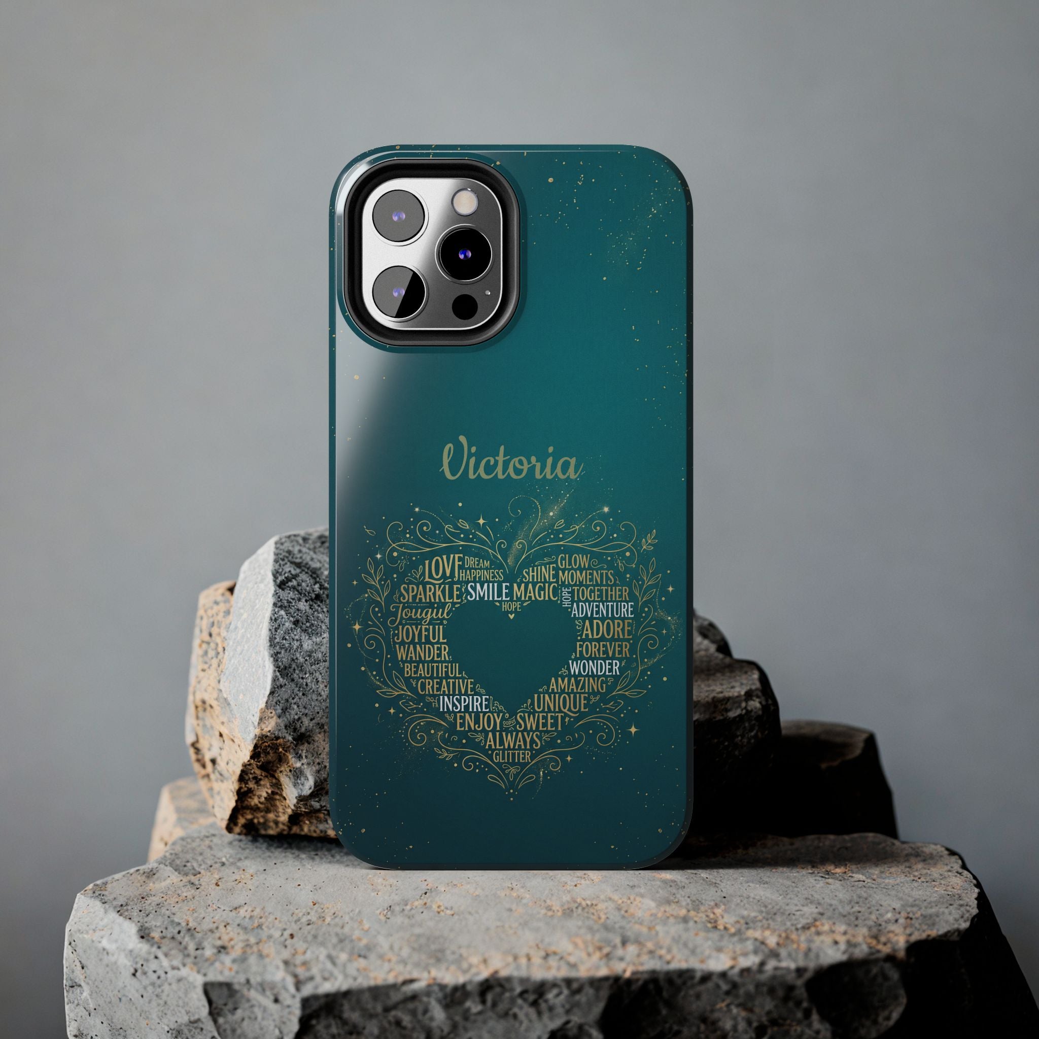 Personalized Teacher Phone Case — Custom Name Heart Word Art Design