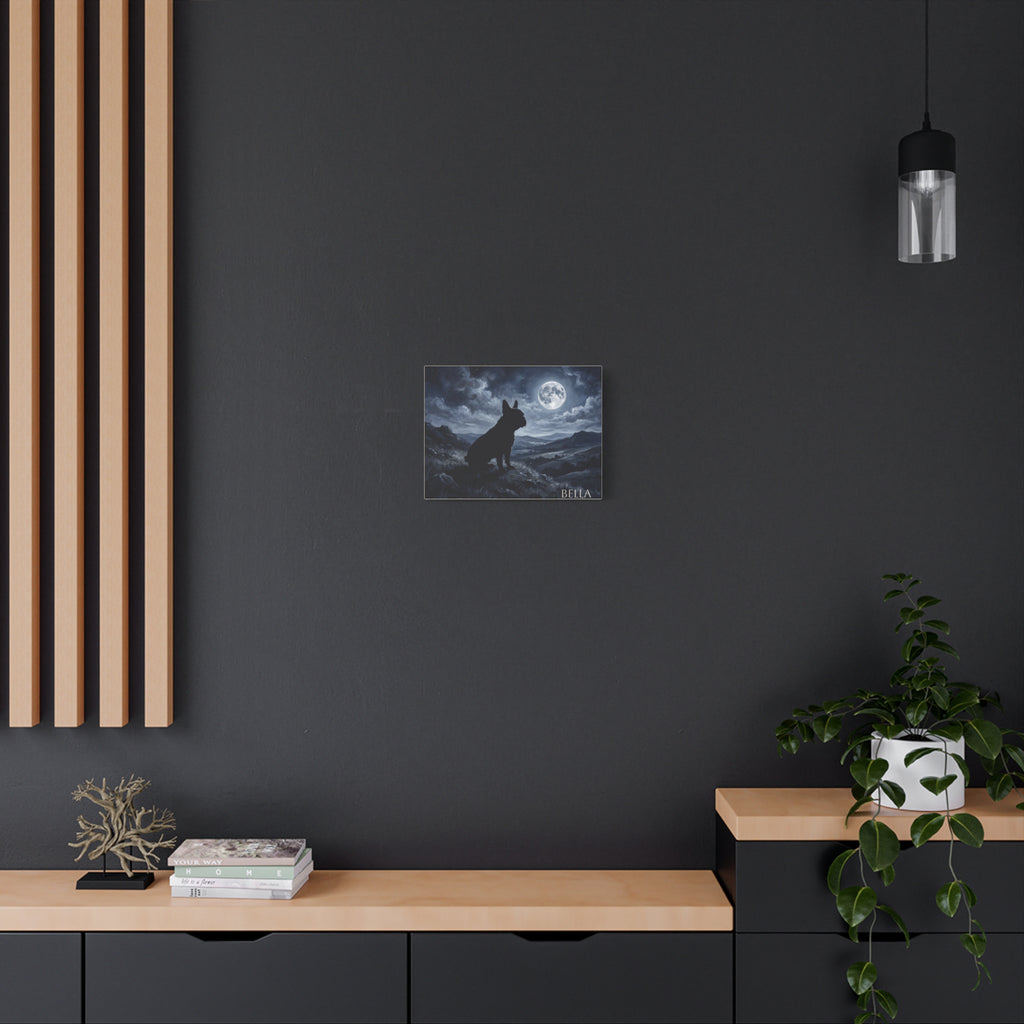 French Bulldog Silhouette Personalized Canvas | Moonlit Night Wall Art