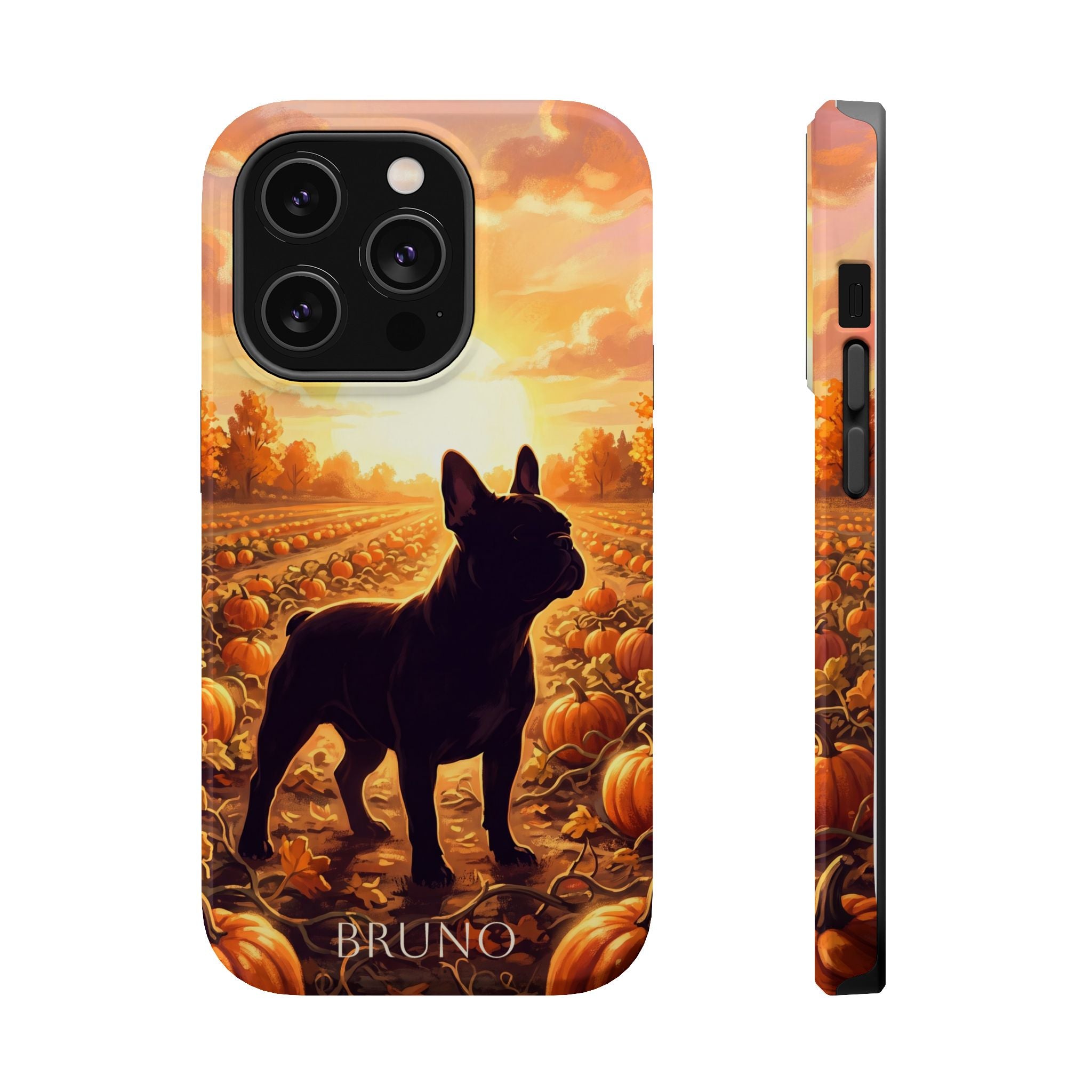 Personalized French Bulldog Pumpkin Patch Phone Case — Wireless Charging Cover