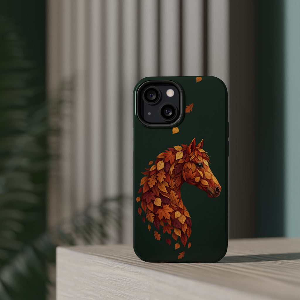 Autumn Leaves Horse Phone Case — Tough Magnetic Case with Wireless Charging