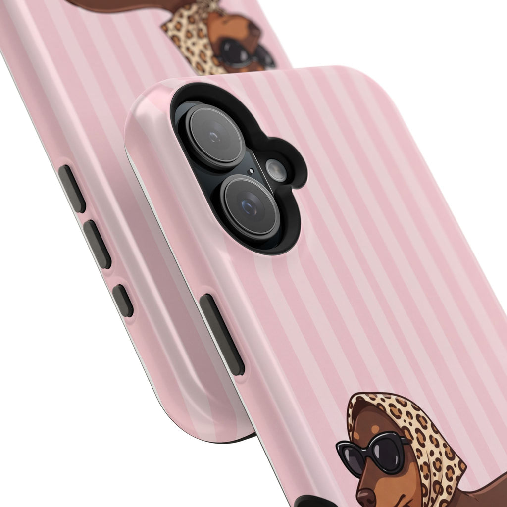 Preppy Dachshund Phone Case — Impact-Resistant Wireless Charging Cover